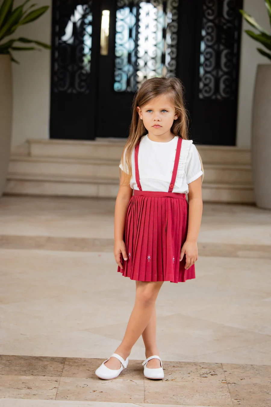 Coco Blanc Pleated Jumper - Red - Image 2