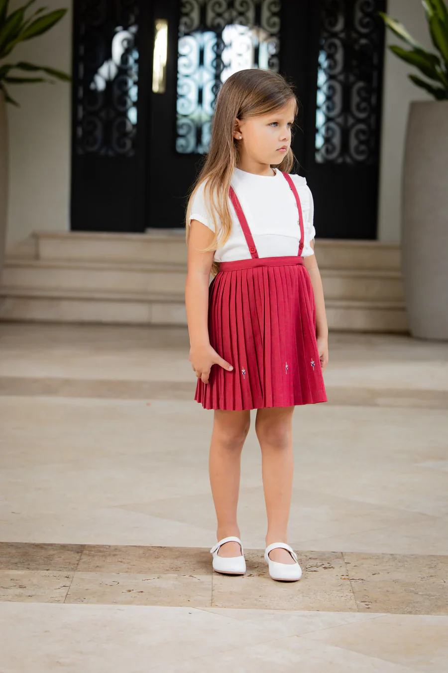 Coco Blanc Pleated Jumper - Red - Image 4