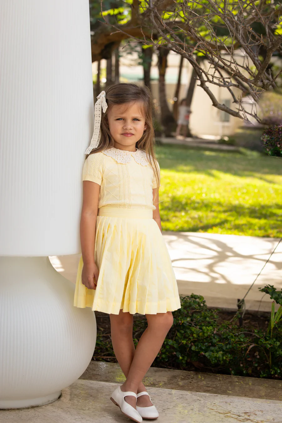 Coco Blanc Pleated Skirt - Pale Yellow - Image 2