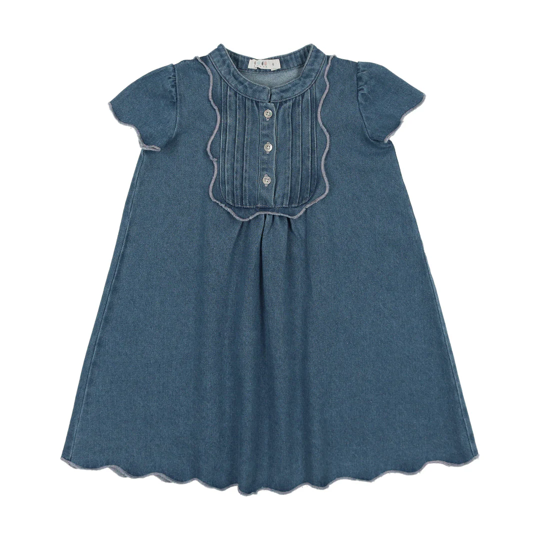 Coco Blanc Scalloped Dress S/S - Denim