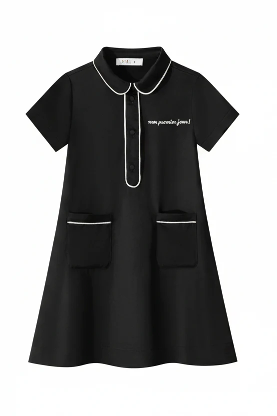 Coco Blanc Short Silk Shirt Dress - Black