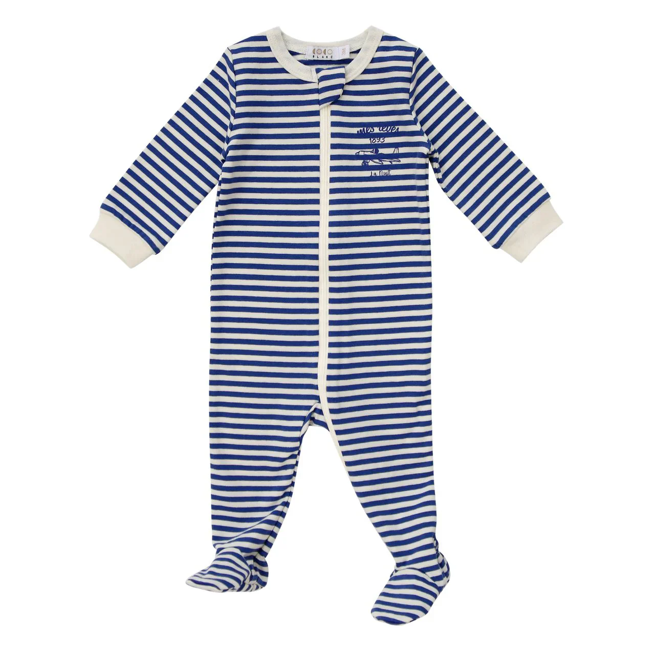 Coco Blanc Striped Footie - Blue