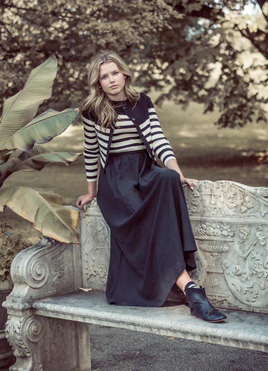 Coco Blanc Striped Maxi And Cardigan Set