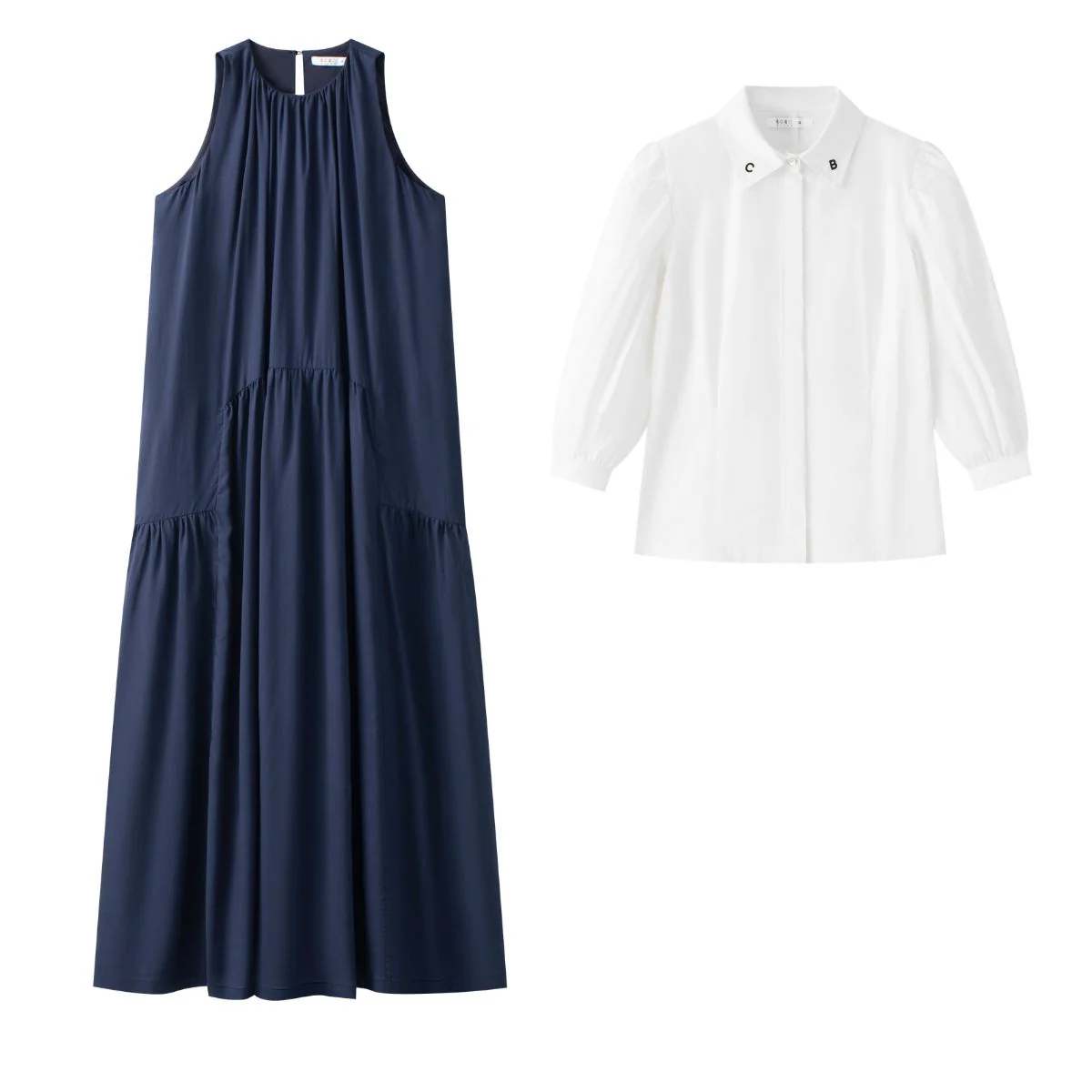 Coco Blanc Teen Maxi Jumper And Blouse - Navy/White