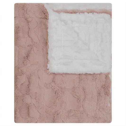 Bondoux Fuzzy Blanket - Mauve Pink/White