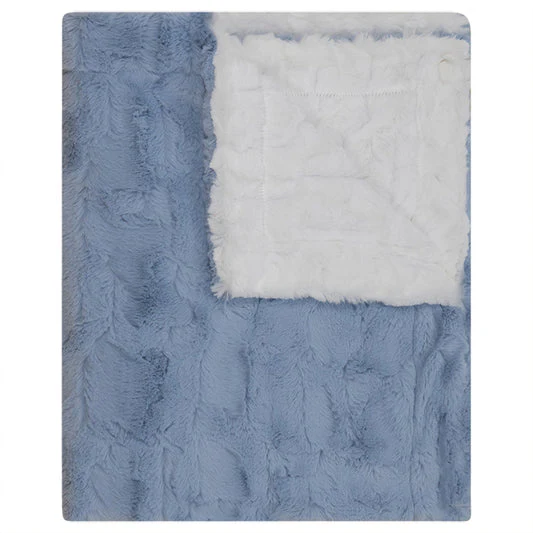 Bondoux Fuzzy Blanket - Sky Blue/White