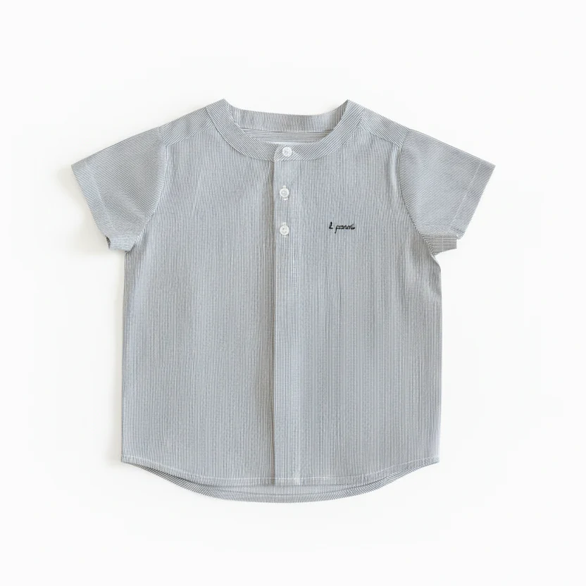 Little Parni Boys Striped Shirt (K651) - Black