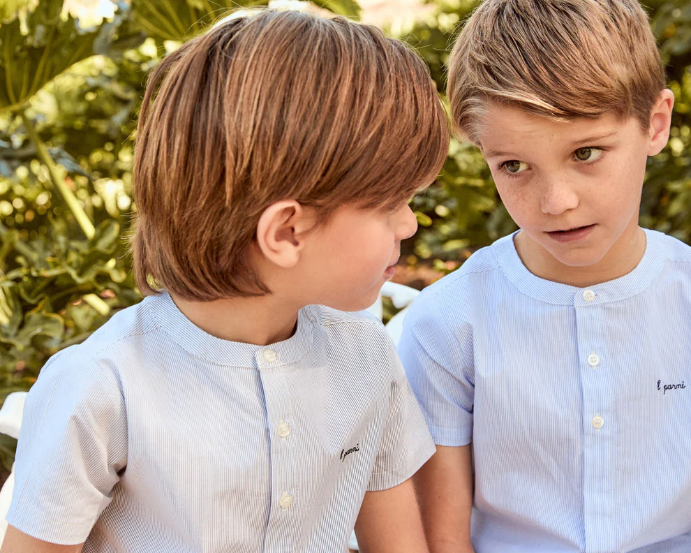 Little Parni Boys Striped Shirt (K651) - Navy Blue - Image 3