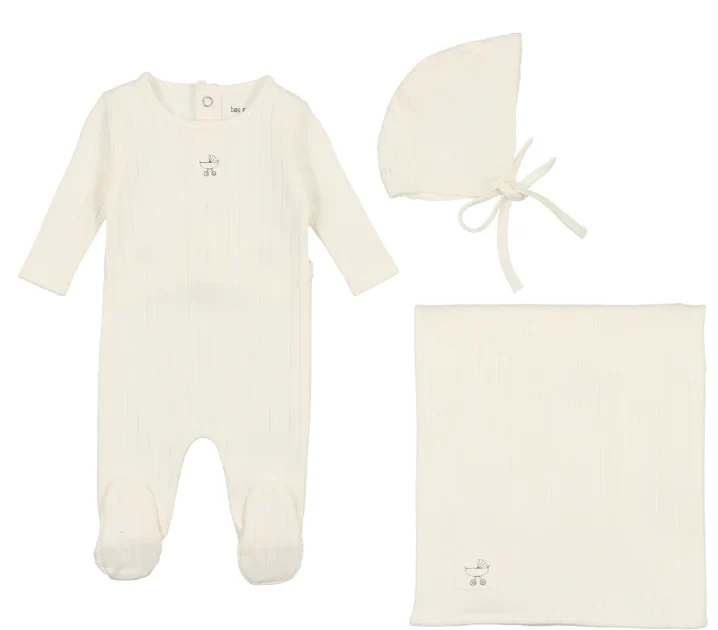 Bee & Dee Classic Pointelle Collection Set -Snow White