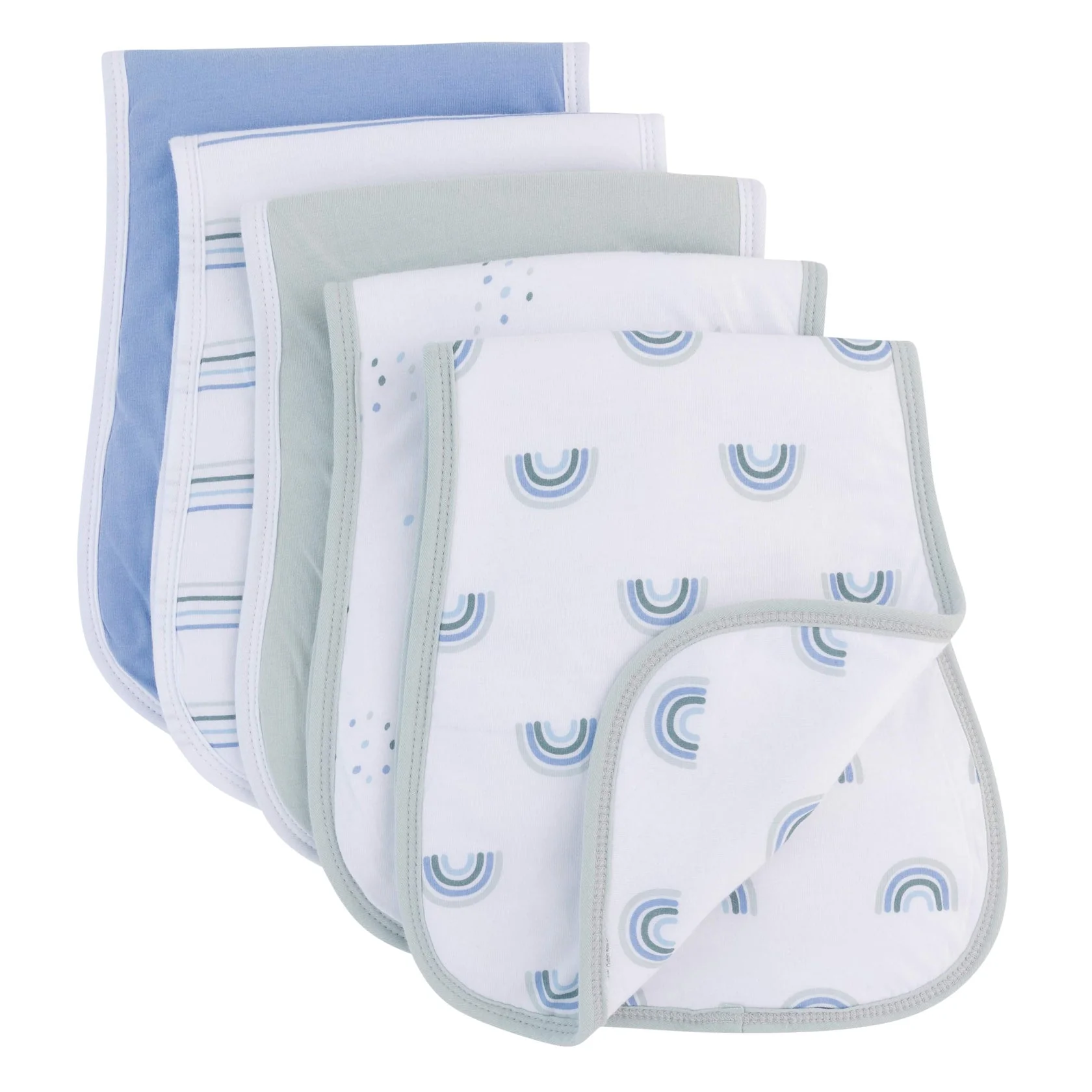 Ely's & Co Contoured Reversible Burp Cloths - Blue Rainbow - Image 3