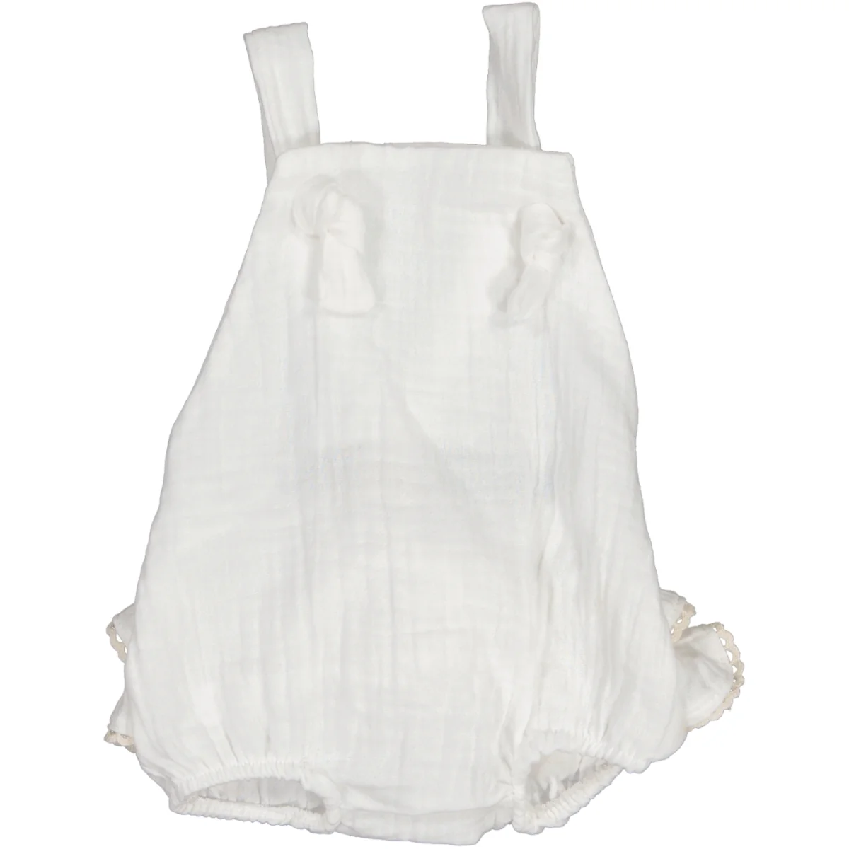 Cotton Little Things Girls Ruffle Romper - Crudo (White) *runs big*