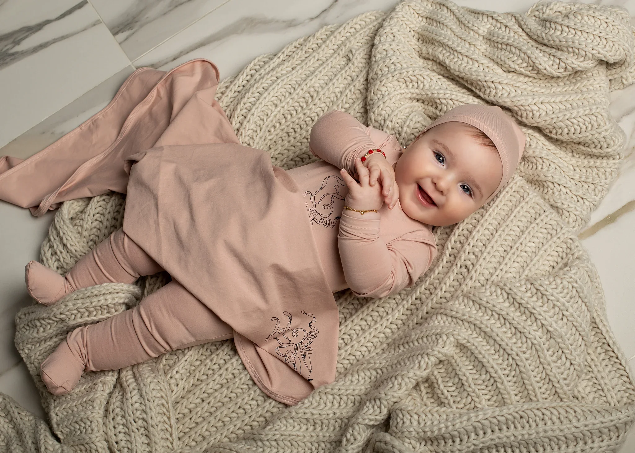 Cuddle & Coo Ballet Shoes Stretchie +Beanie - Image 3