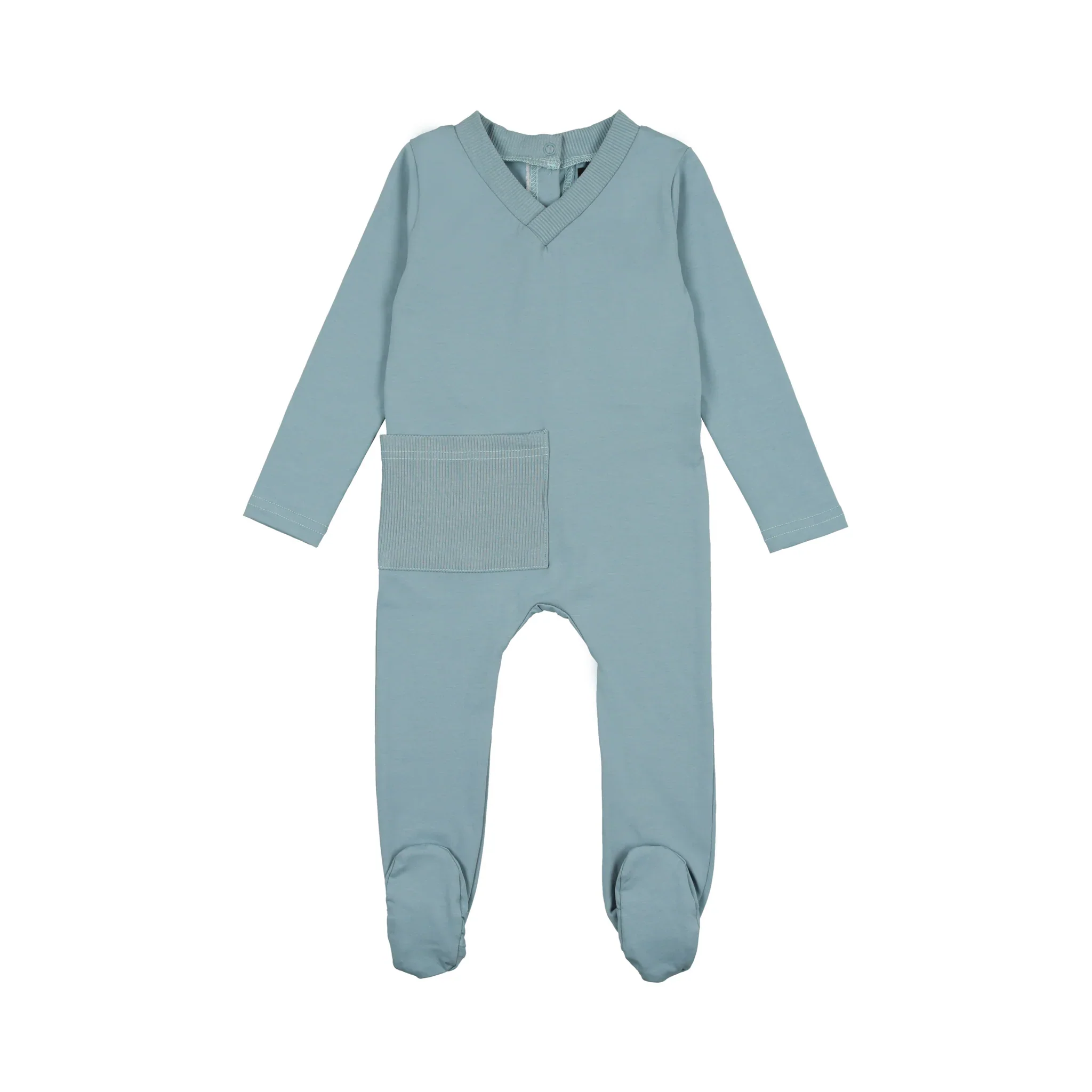Cuddle & Coo Blue Ribbed Pocket Stretchie + Beanie