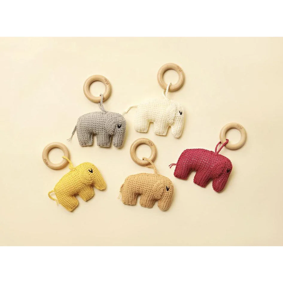 Elephant Rattle Teether- Coffee