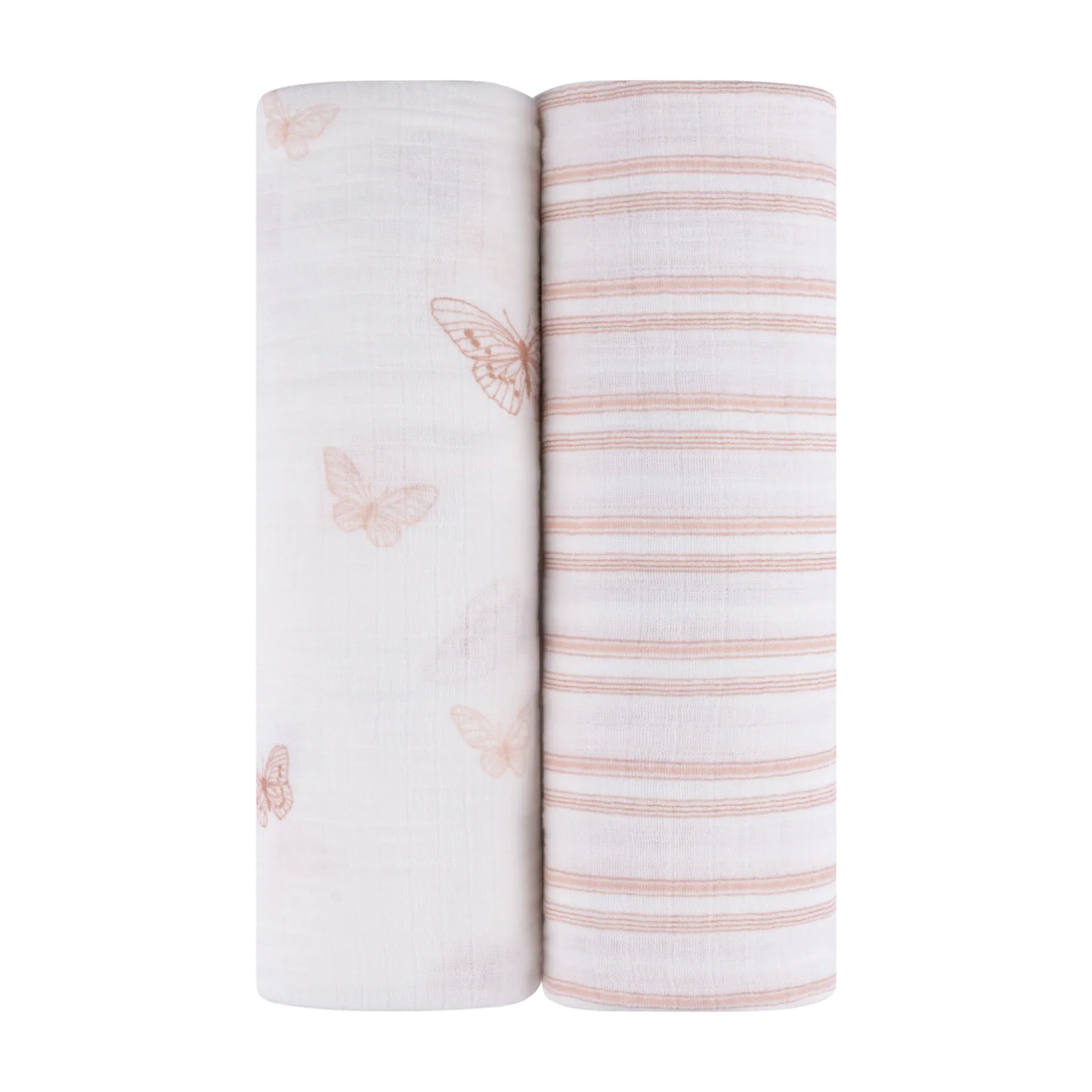 Ely's & Co 2 Pack Cotton Muslin Swaddle Blanket - Pink Butterfly