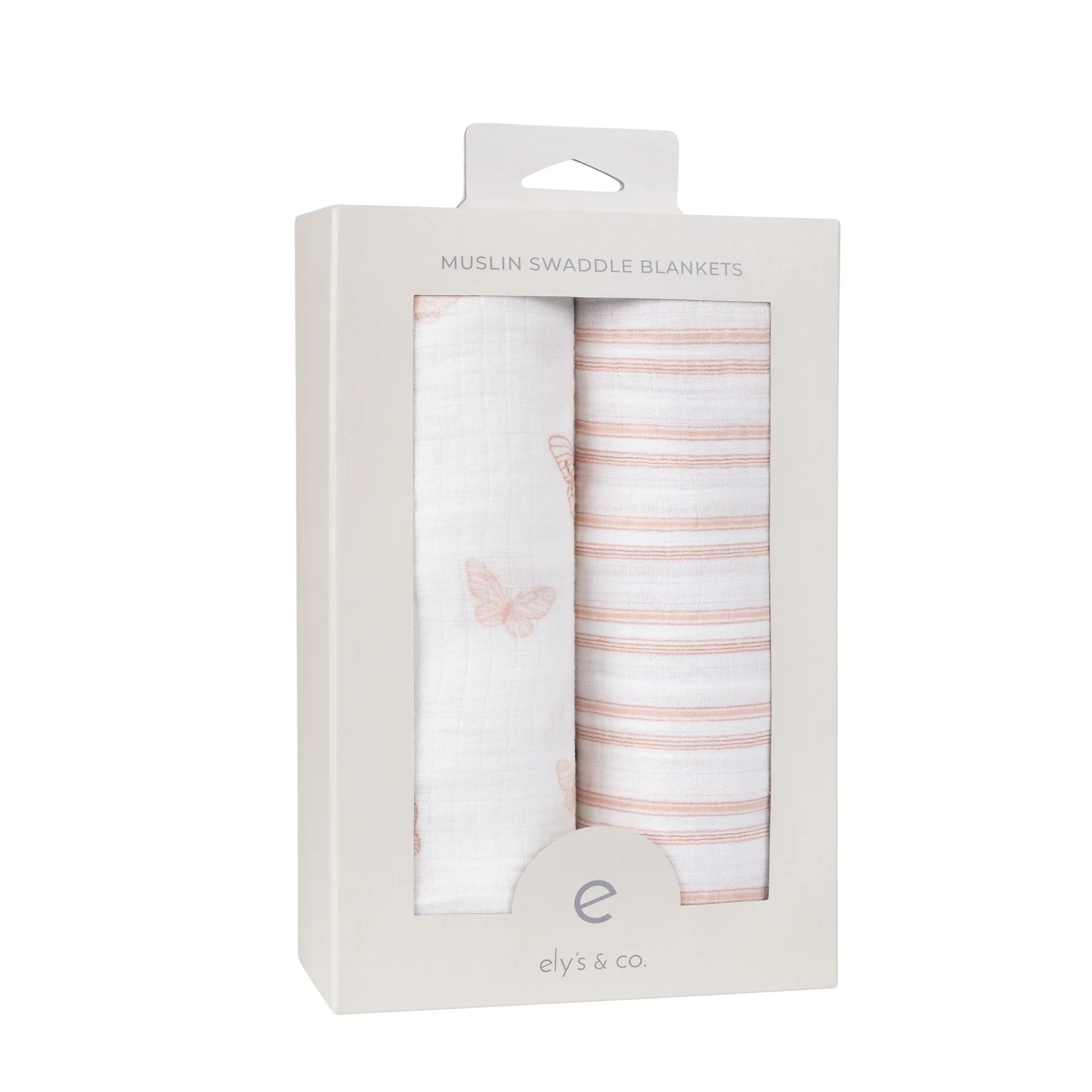 Ely's & Co 2 Pack Cotton Muslin Swaddle Blanket - Pink Butterfly - Image 2