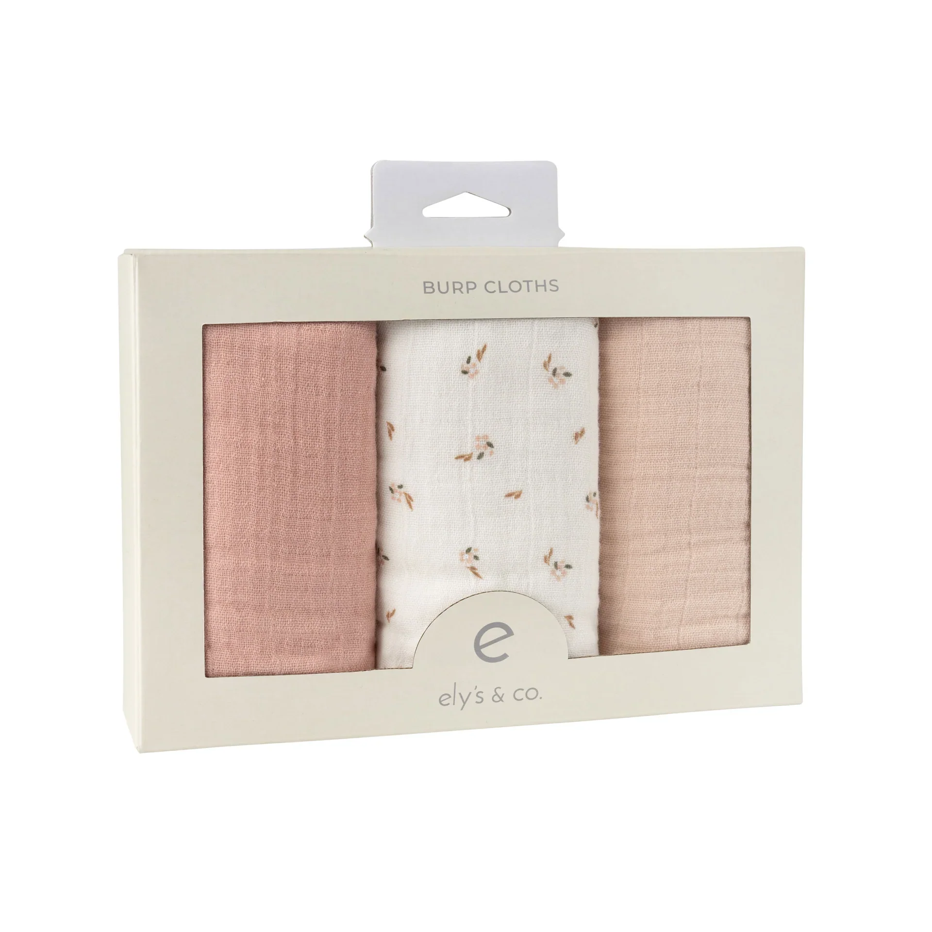 Ely's & Co 3 Pk Muslin Burp Cloths - Floral Pink - Image 3