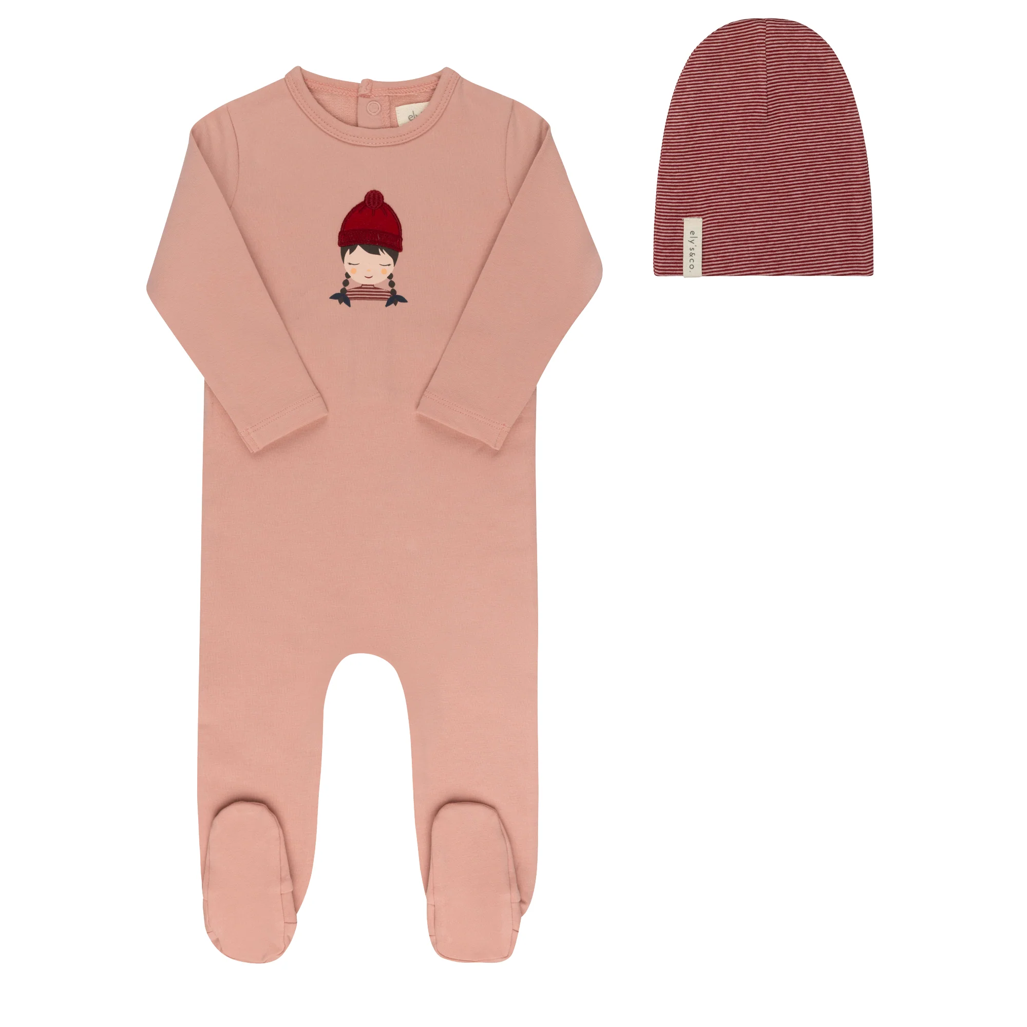 Ely's & Co Autumn Kids Collection Footie And Beanie - Pink