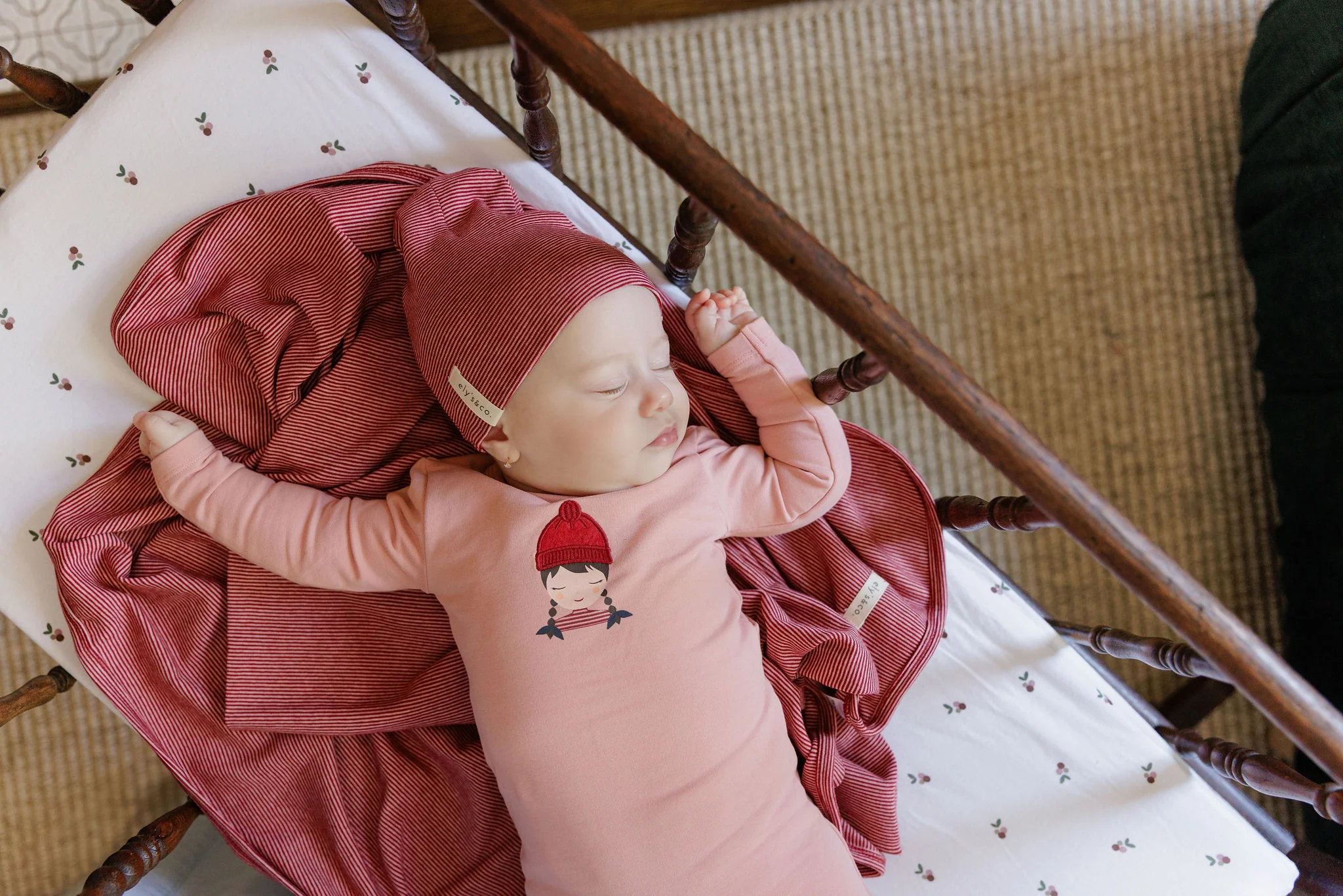 Ely's & Co Autumn Kids Collection Footie And Beanie - Pink - Image 3