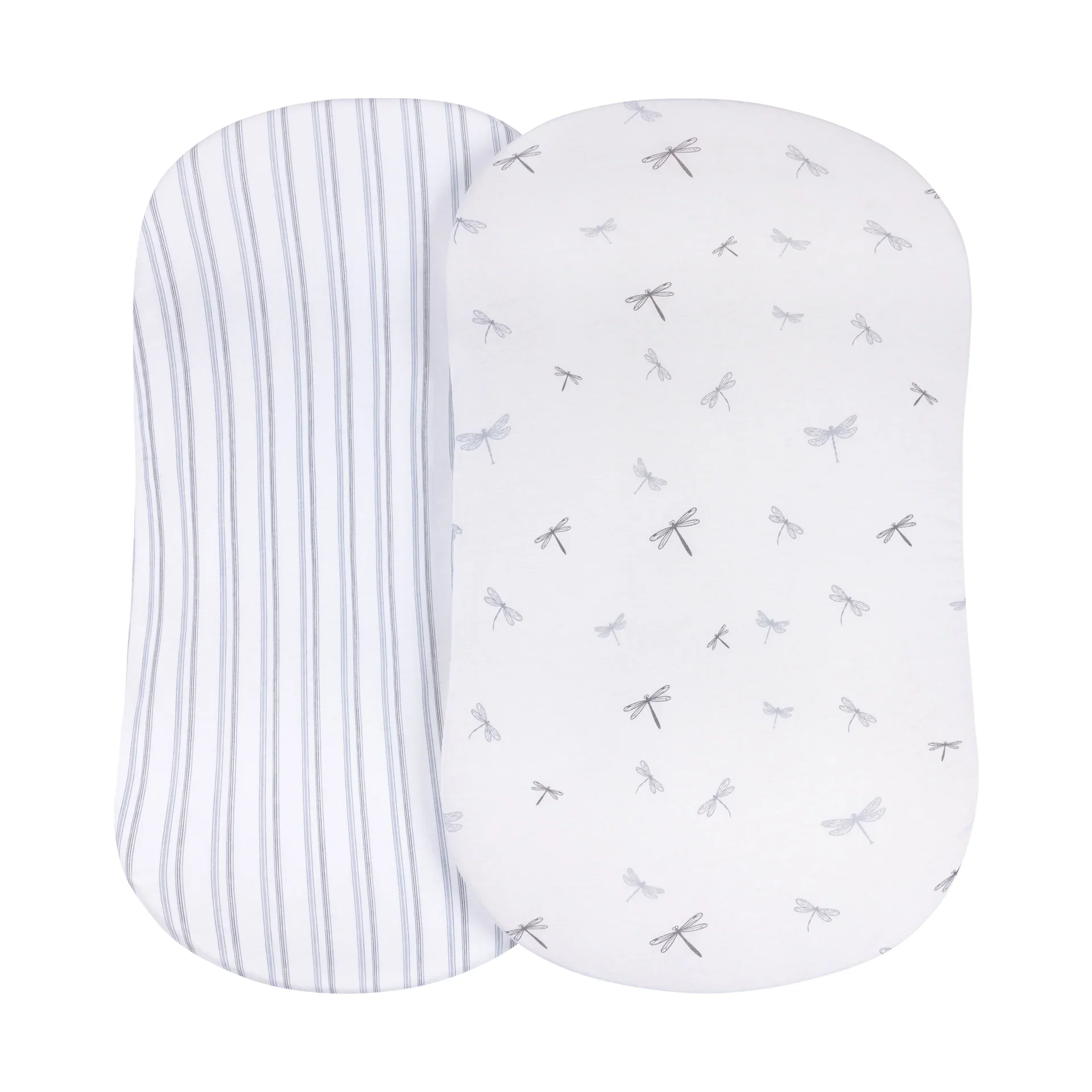 Ely's & Co Bassinet Sheets - Blue Dragonflies & Stripes