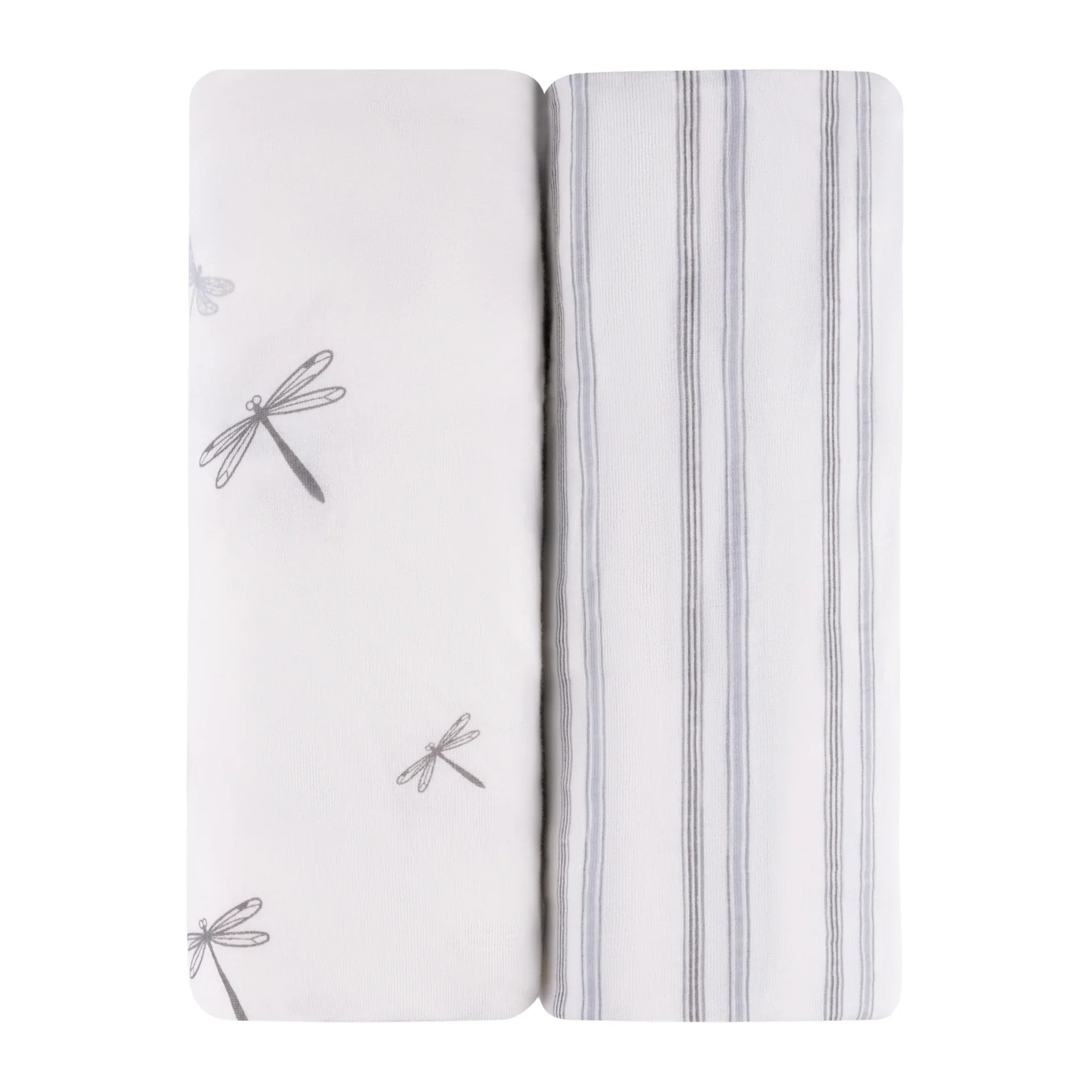 Ely's & Co Bassinet Sheets - Blue Dragonflies & Stripes - Image 2