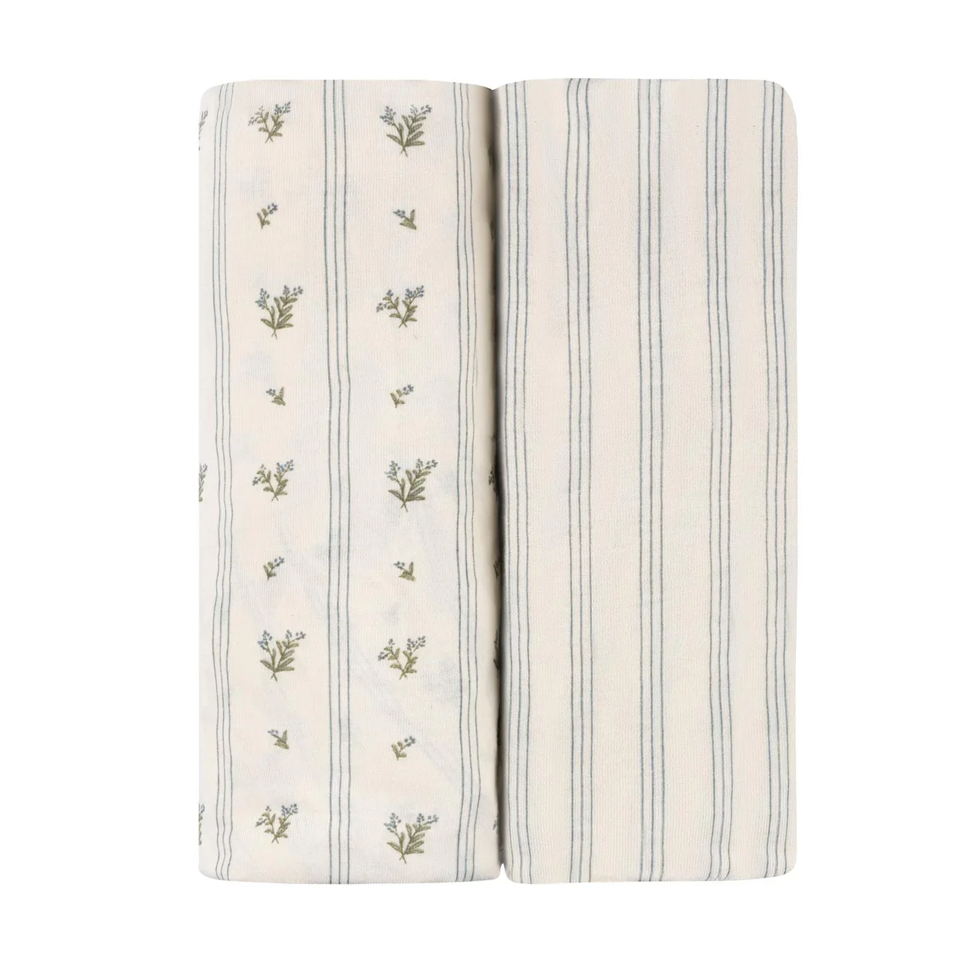 Ely's & Co Bassinet Sheets - Blue Linear Berry Leaf - Image 2