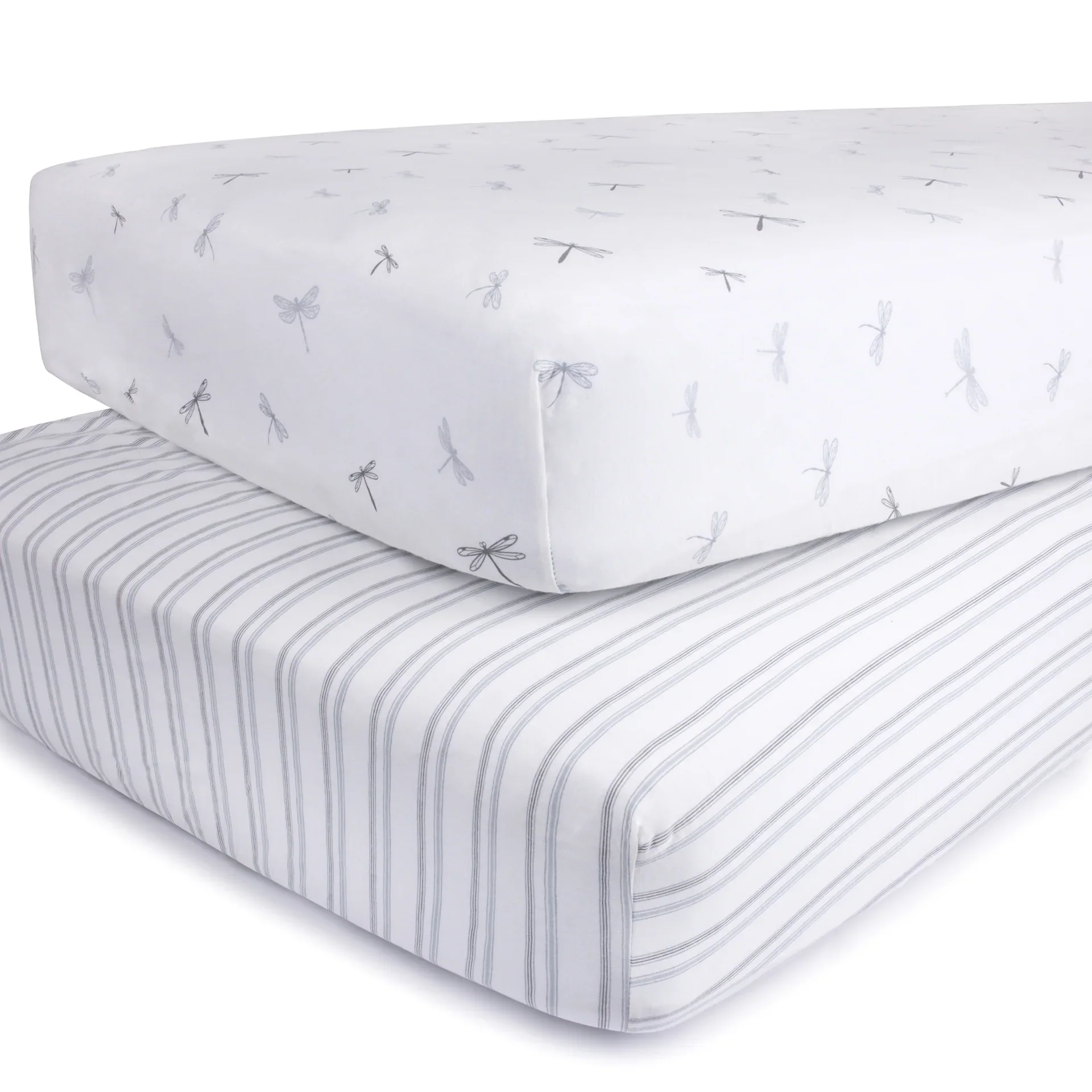 Ely's & Co Cotton Crib/Toddler Bed Sheets - Dragonfly & Stripe - Image 2