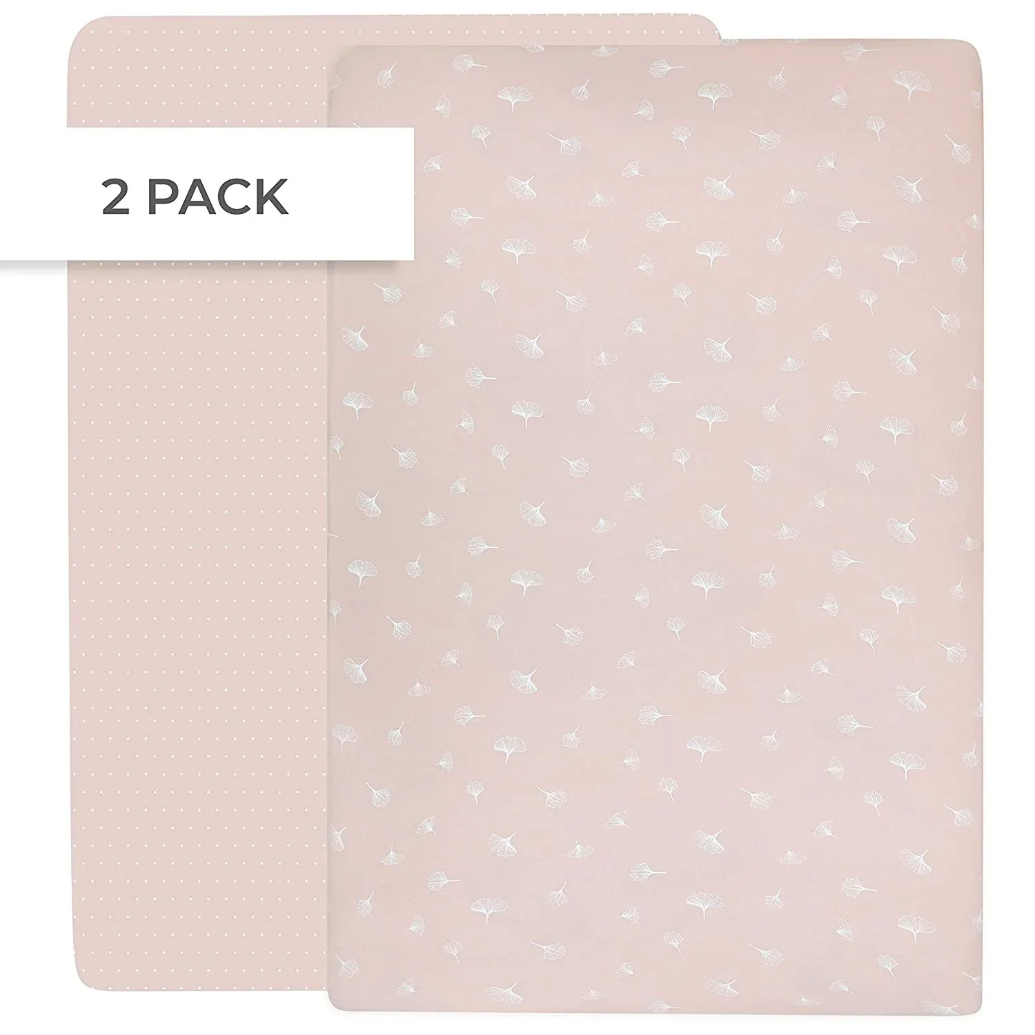 Ely's & Co Cotton Crib/Toddler Bed Sheets - Pink Gingko - Image 2
