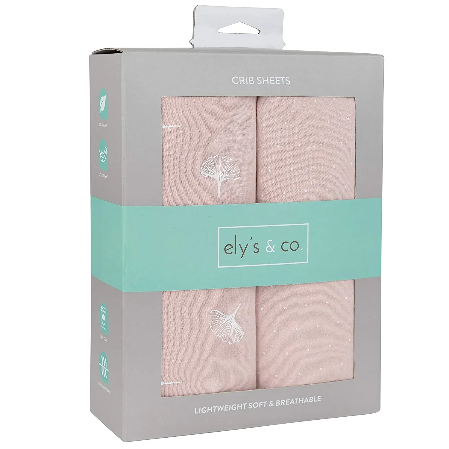 Ely's & Co Cotton Crib/Toddler Bed Sheets - Pink Gingko - Image 3