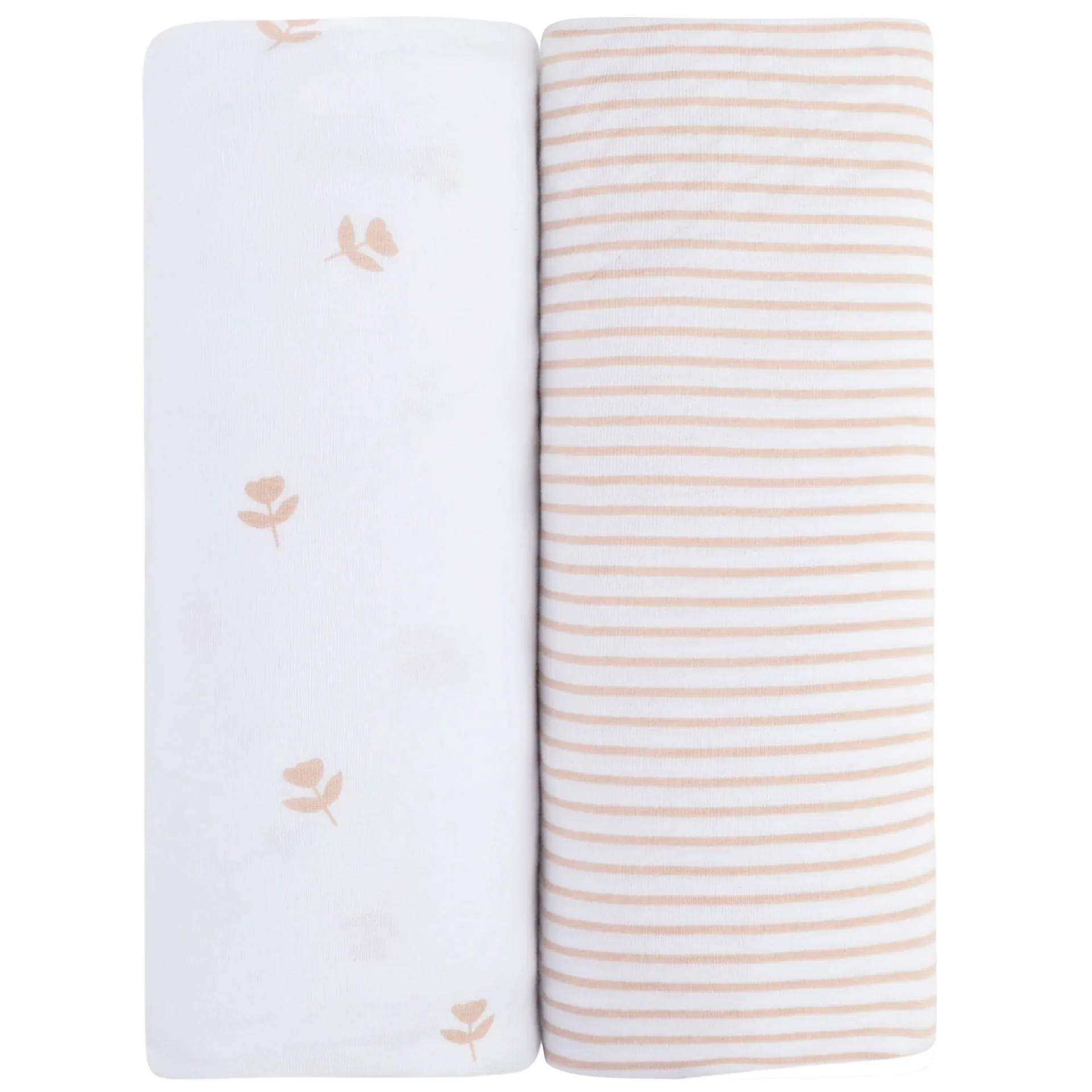Ely's & Co Cotton Crib/Toddler Bed Sheets - Pink Tulip & Stripe