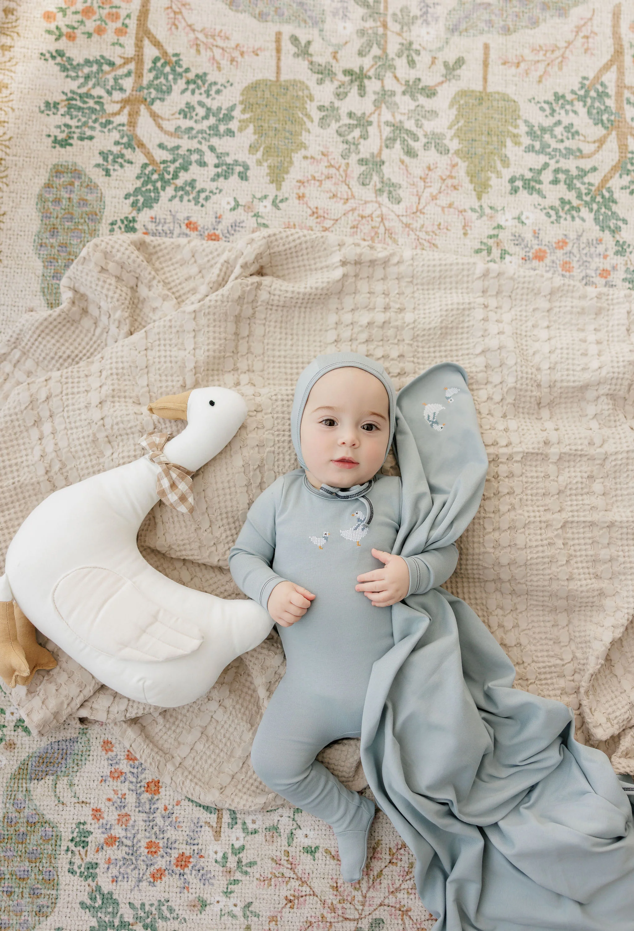 Ely's & Co Cotton Cross Stitch Duckling Collection Layette Set - Blue - Image 2