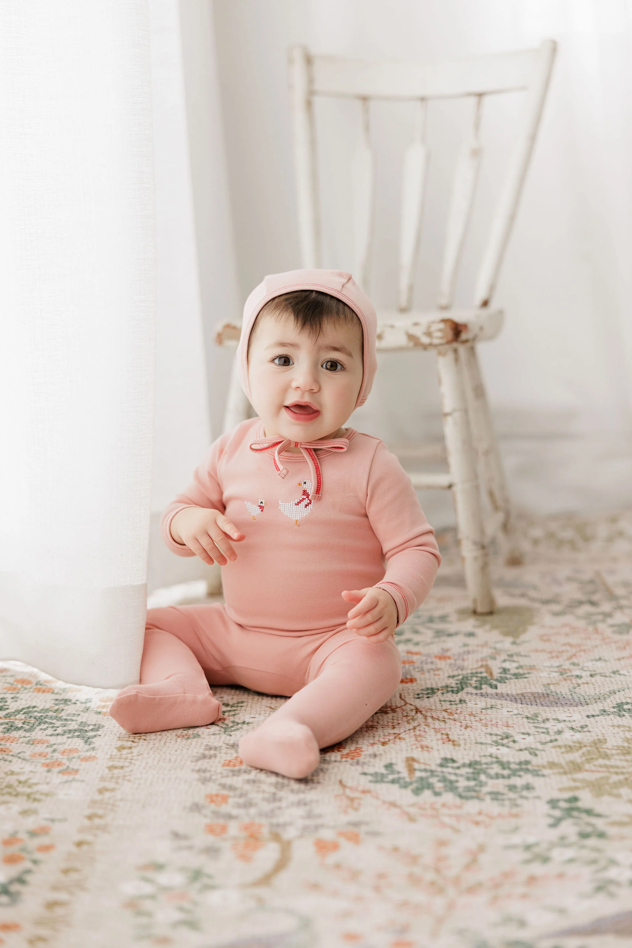 Ely's & Co Cotton Cross Stitch Duckling Collection Layette Set - Pink - Image 2
