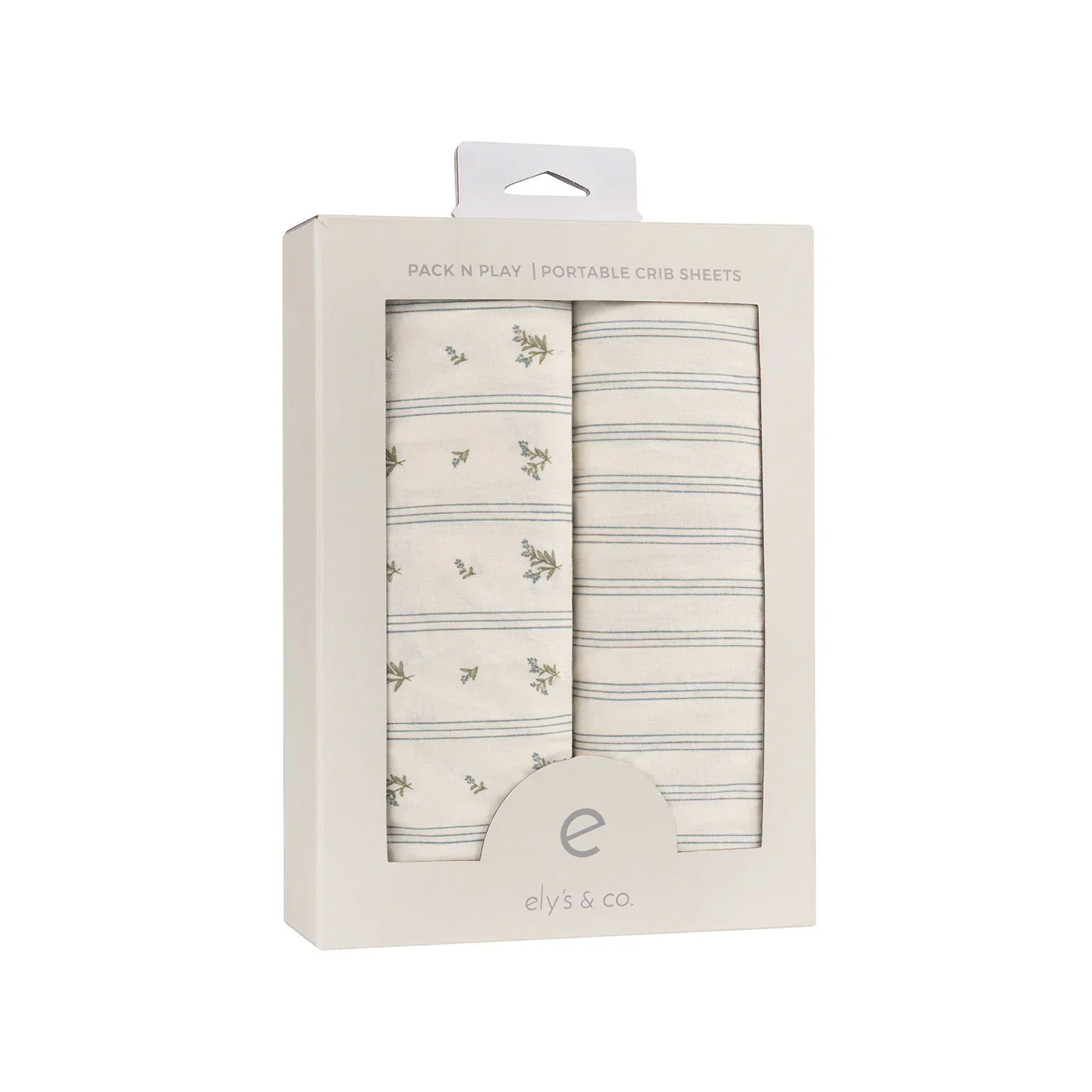 Ely's & Co Cotton Pack N Play / Portable Crib Sheet -  Blue Linear Berry Leaf - Image 2