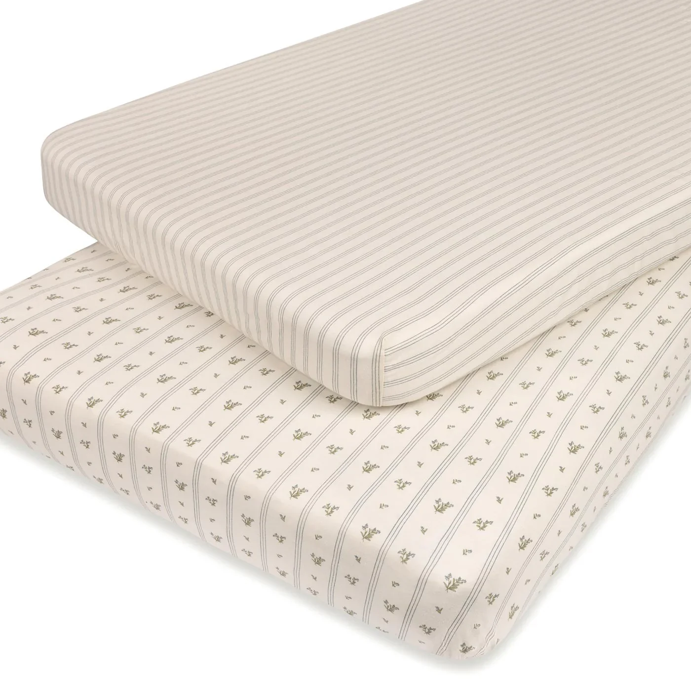 Ely's & Co Cotton Pack N Play / Portable Crib Sheet -  Blue Linear Berry Leaf - Image 3