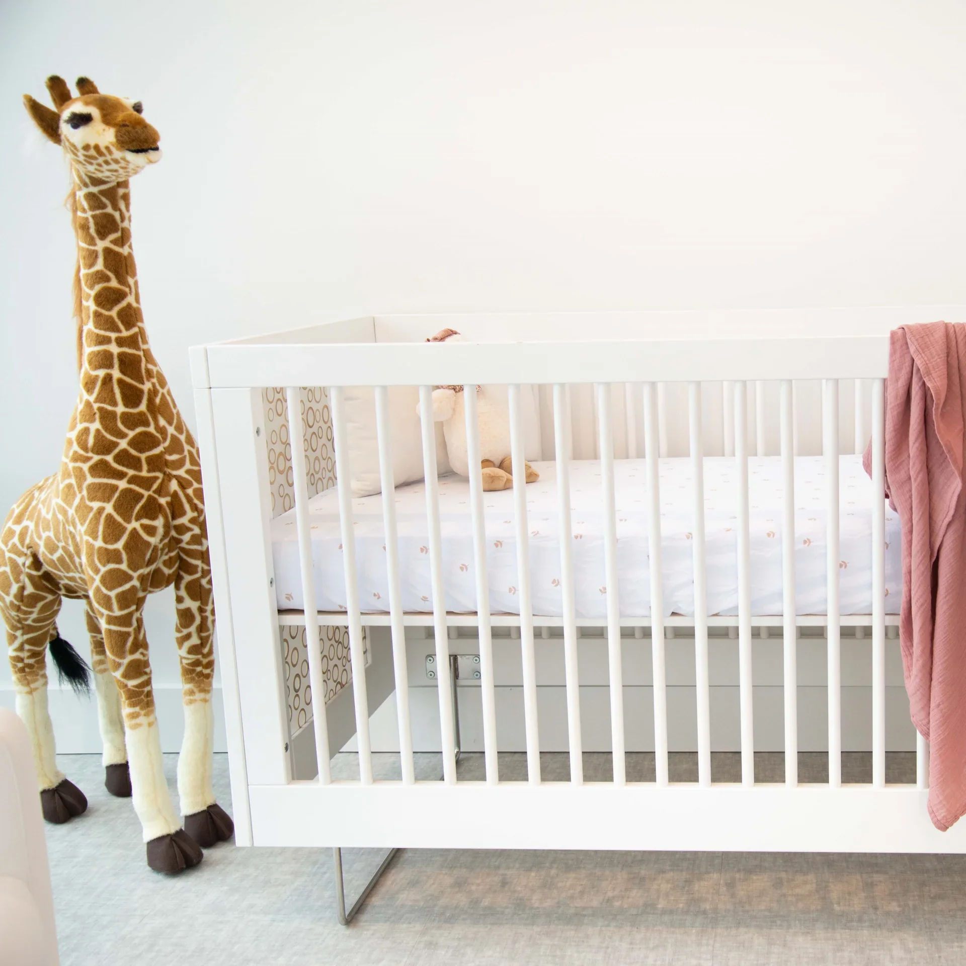 Ely's & Co Cotton Pack N Play / Portable Crib Sheet -  Pink Tulip & Stripe - Image 2