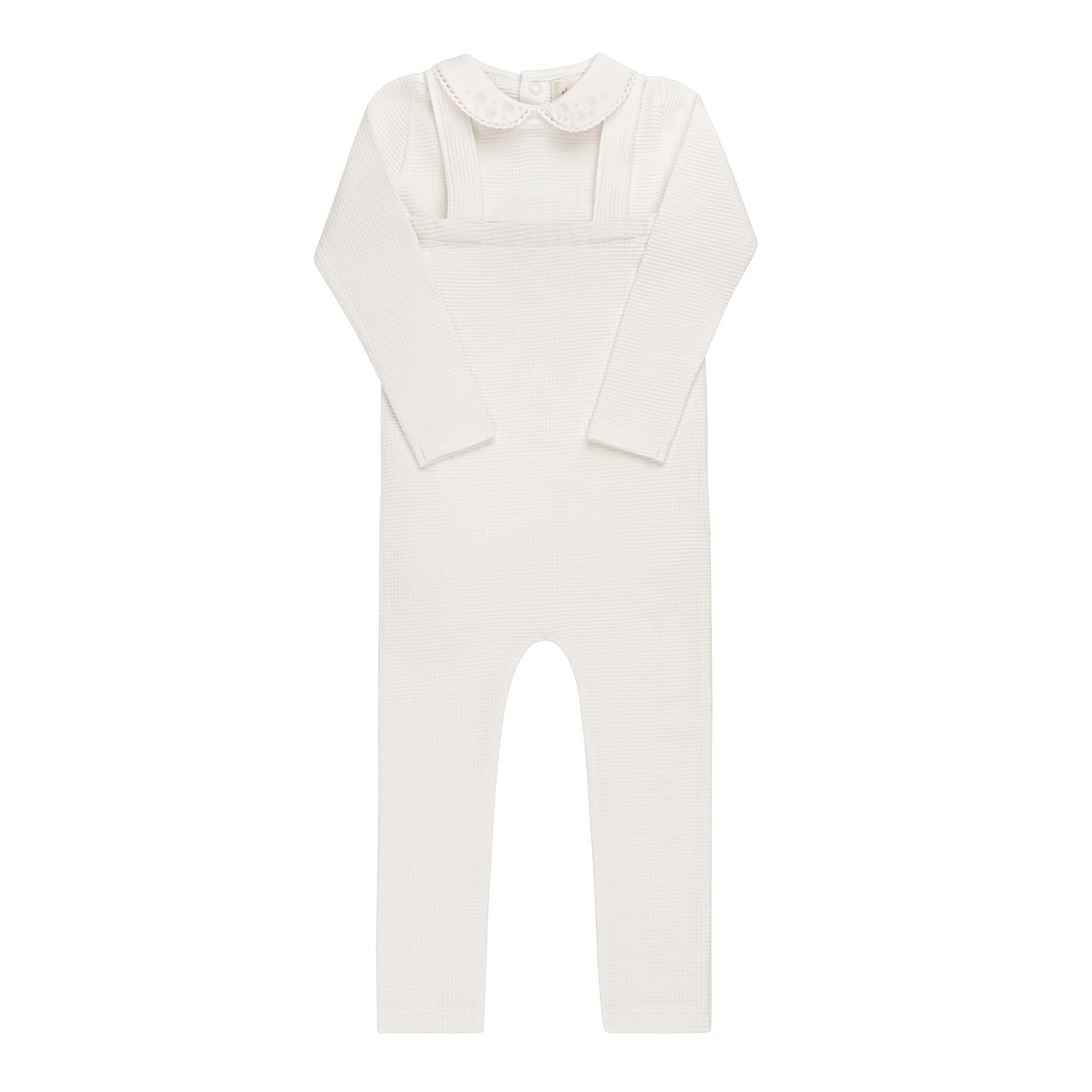Ely's & Co Embroidered Collar Collection Two Piece Overall Set - Ivory Girls
