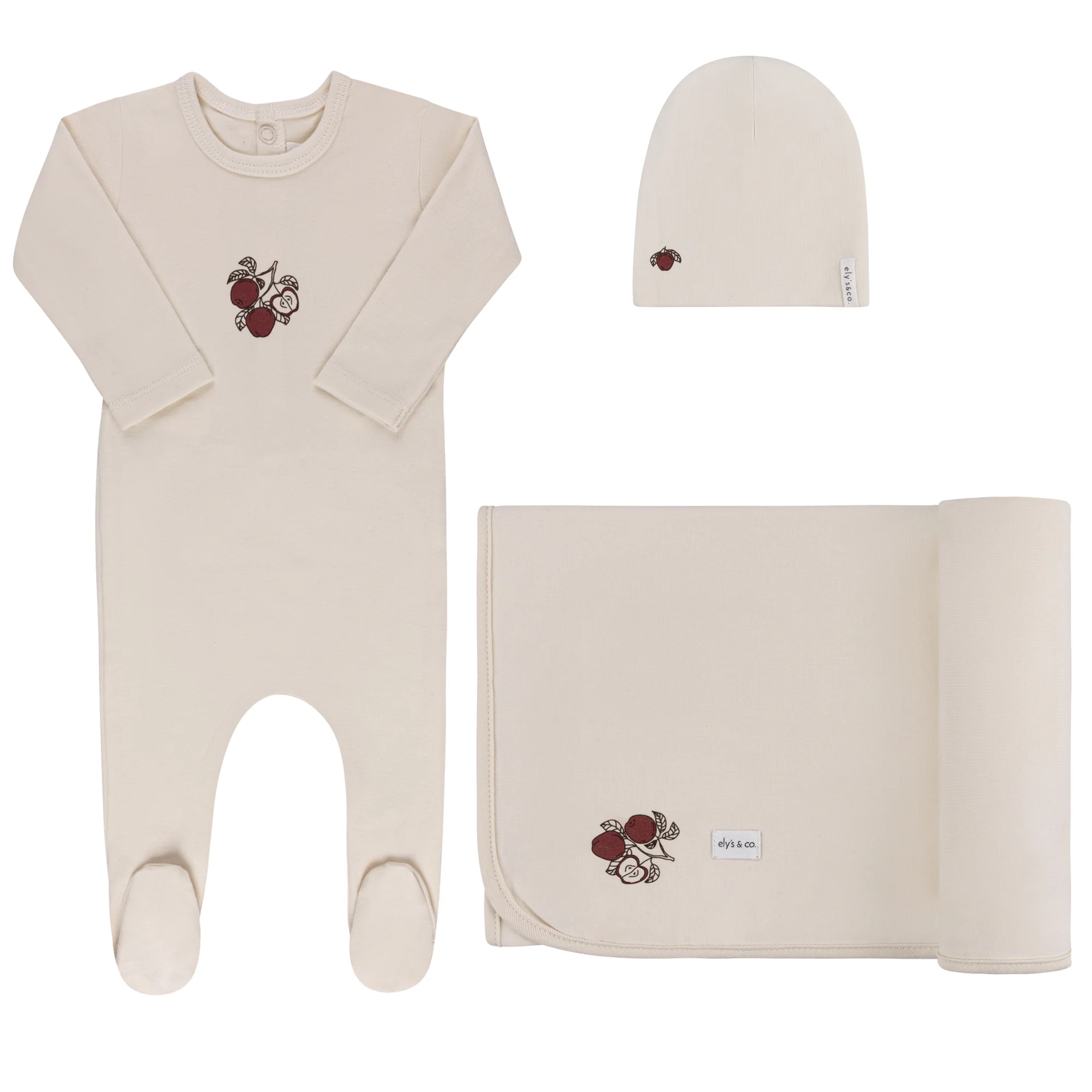 Ely's & Co Fruit Collection 3PC Layette Set - Ivory Apple