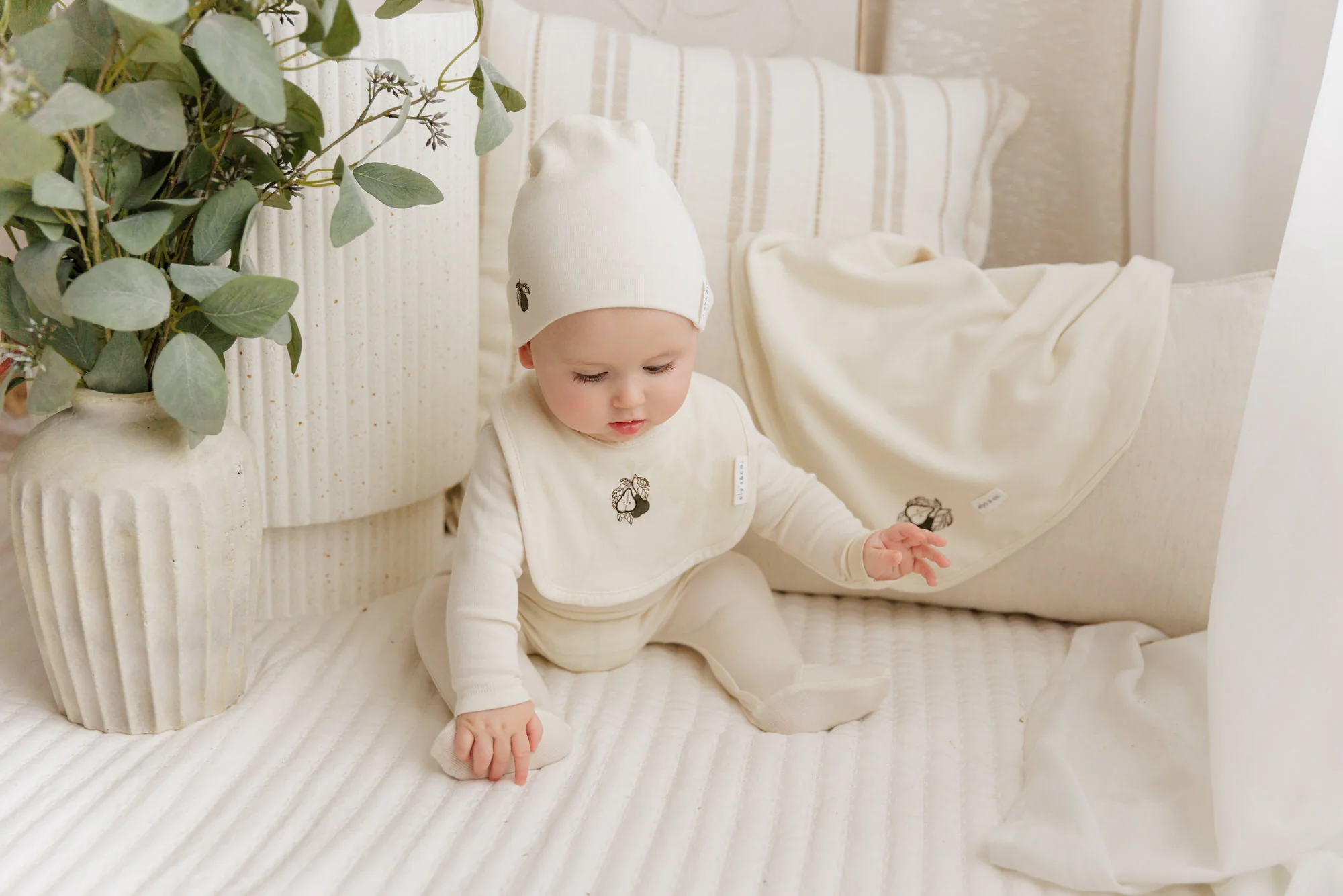 Ely's & Co Fruit Collection 3PC Layette Set - Ivory Pear - Image 2