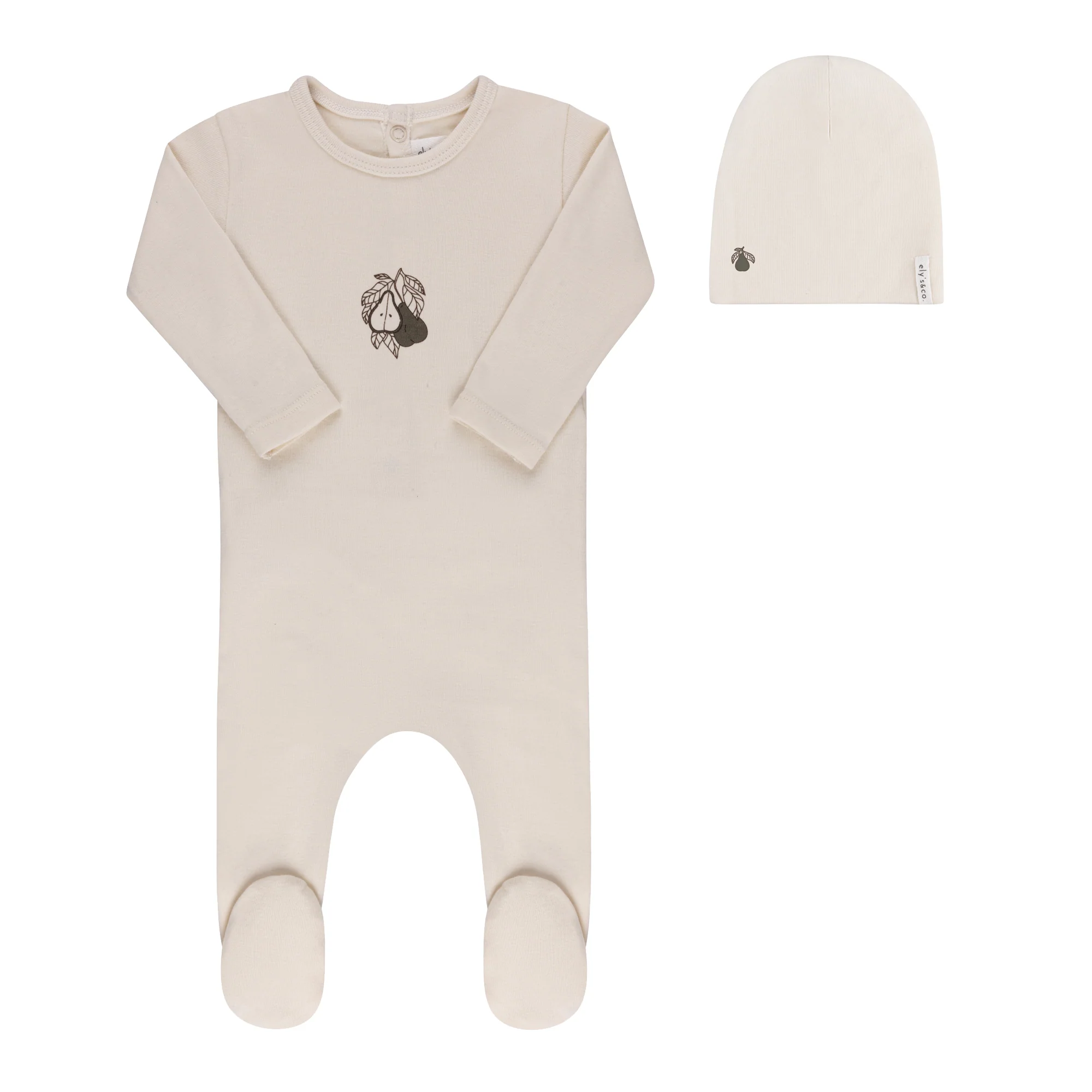 Ely's & Co Fruit Collection Footie & Beanie - Ivory Pear