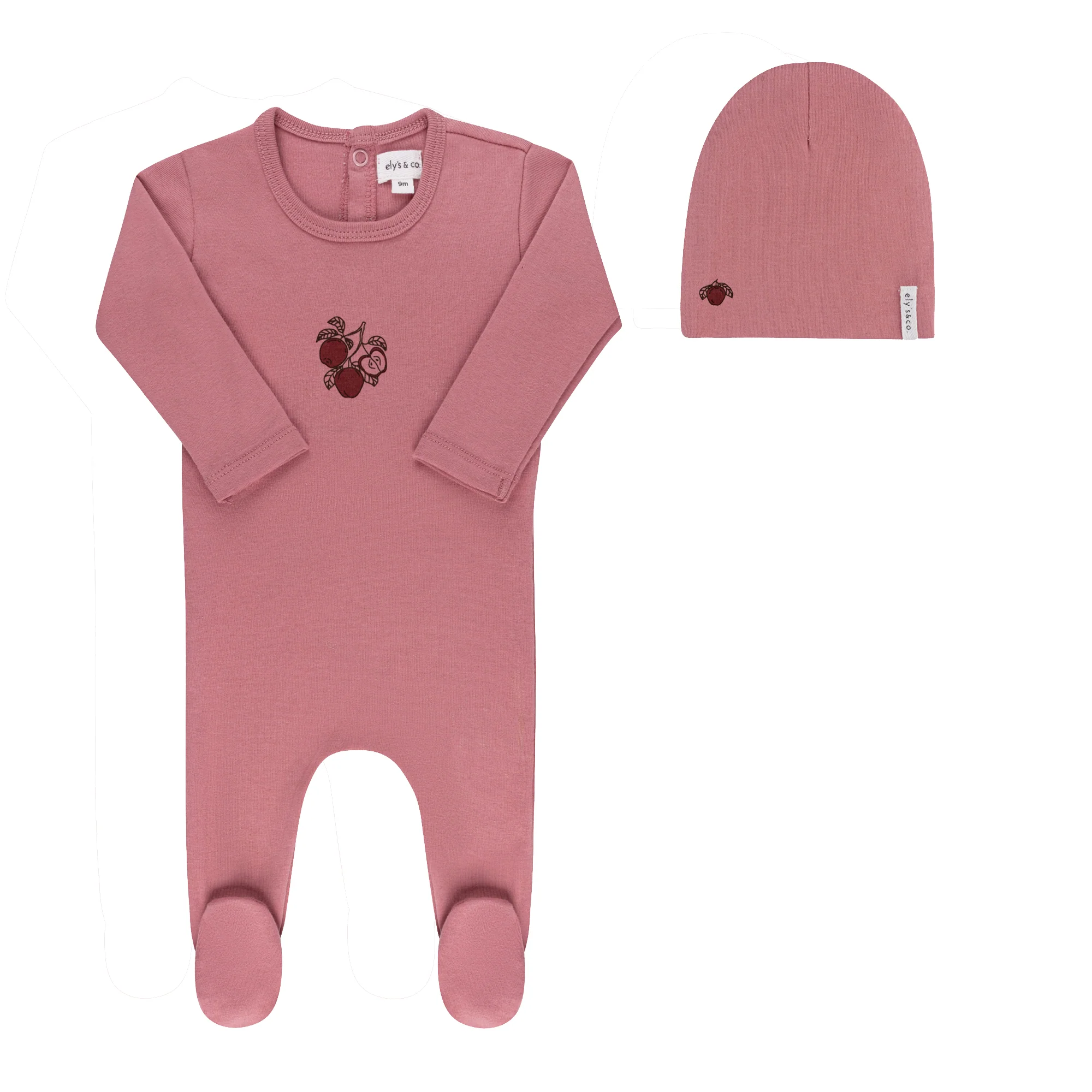 Ely's & Co Fruit Collection Footie & Beanie - Pink Apple