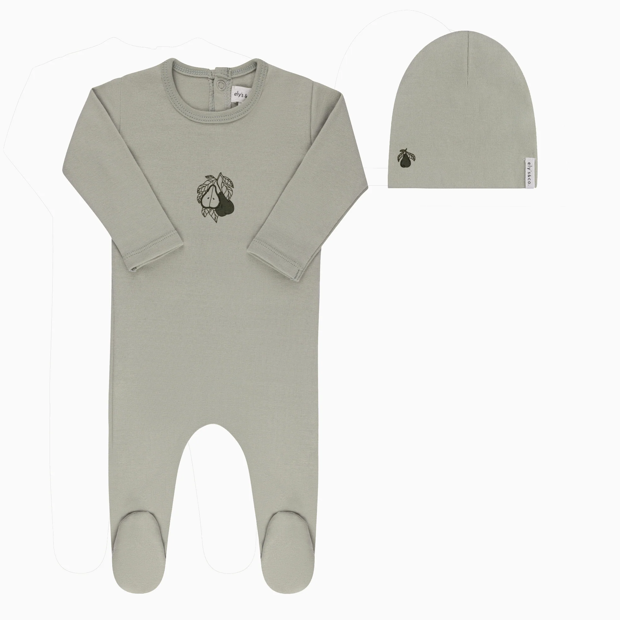 Ely's & Co Fruit Collection Footie & Beanie - Sage Pear