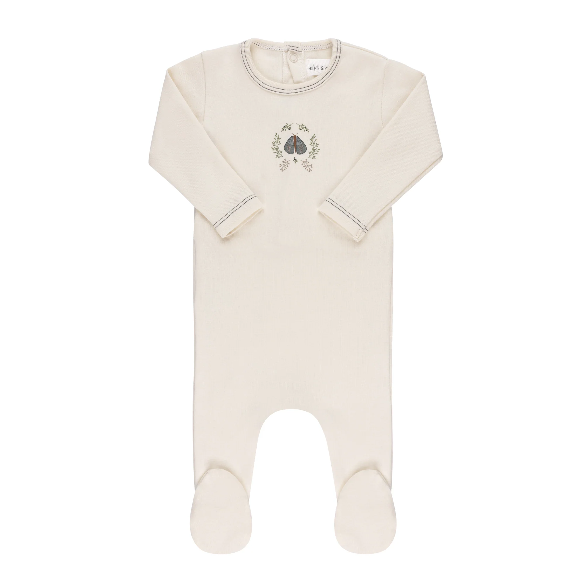 Ely's & Co Garden Floral Center Collection Footie - Ivory Boy