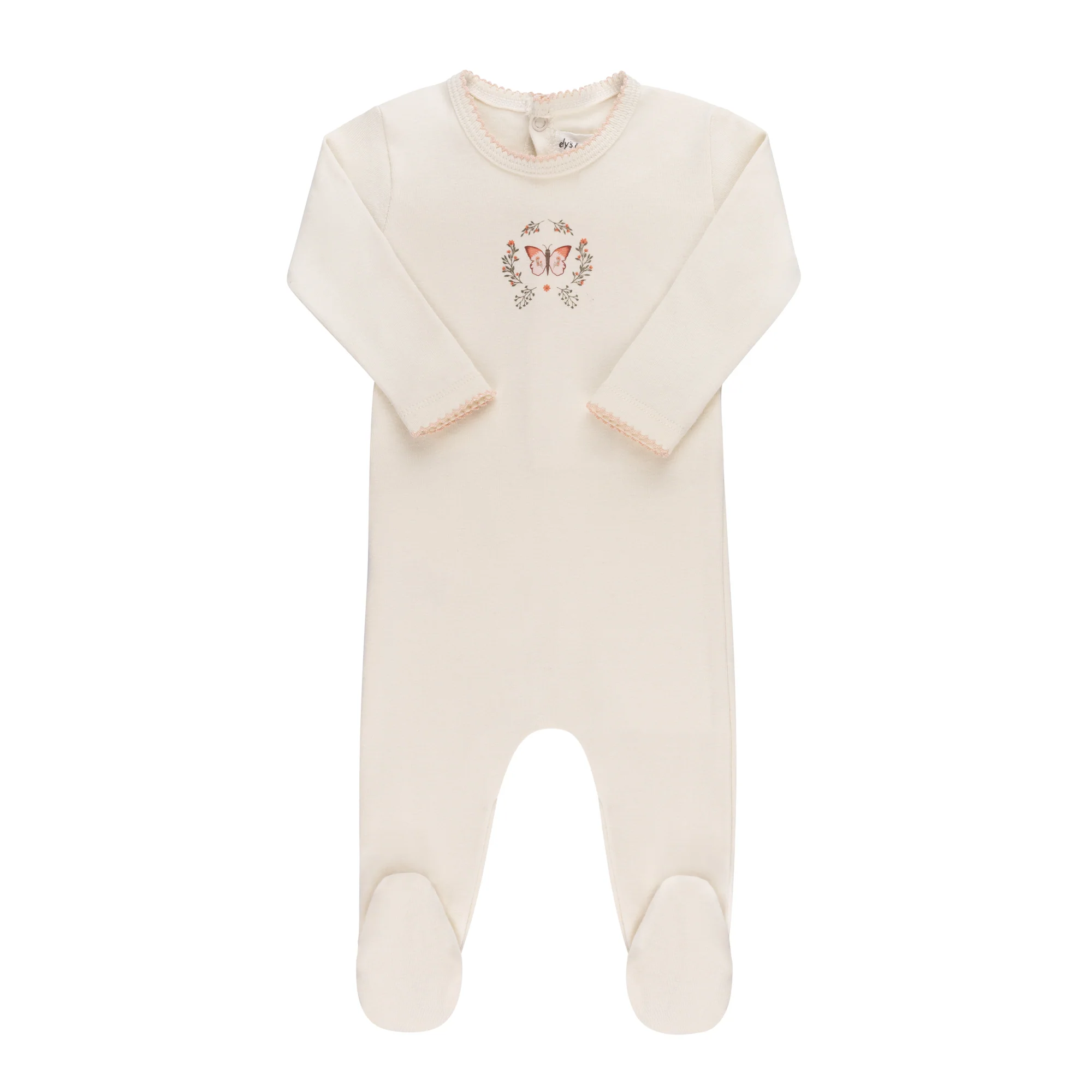 Ely's & Co Garden Floral Center Collection Footie - Ivory Girl