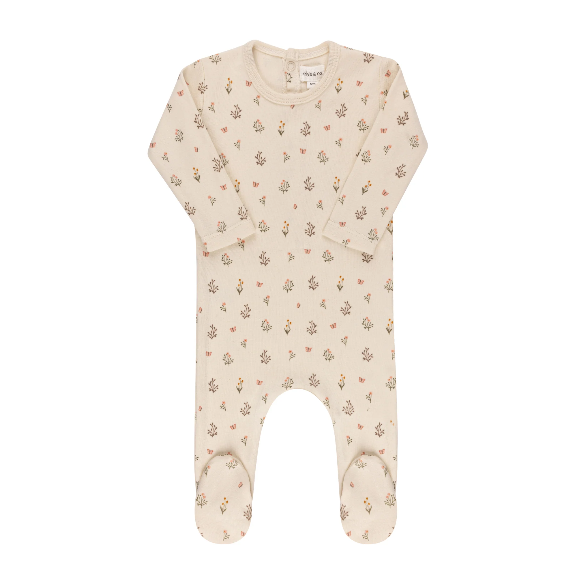 Ely's & Co Garden Floral Print Collection Footie - Ivory