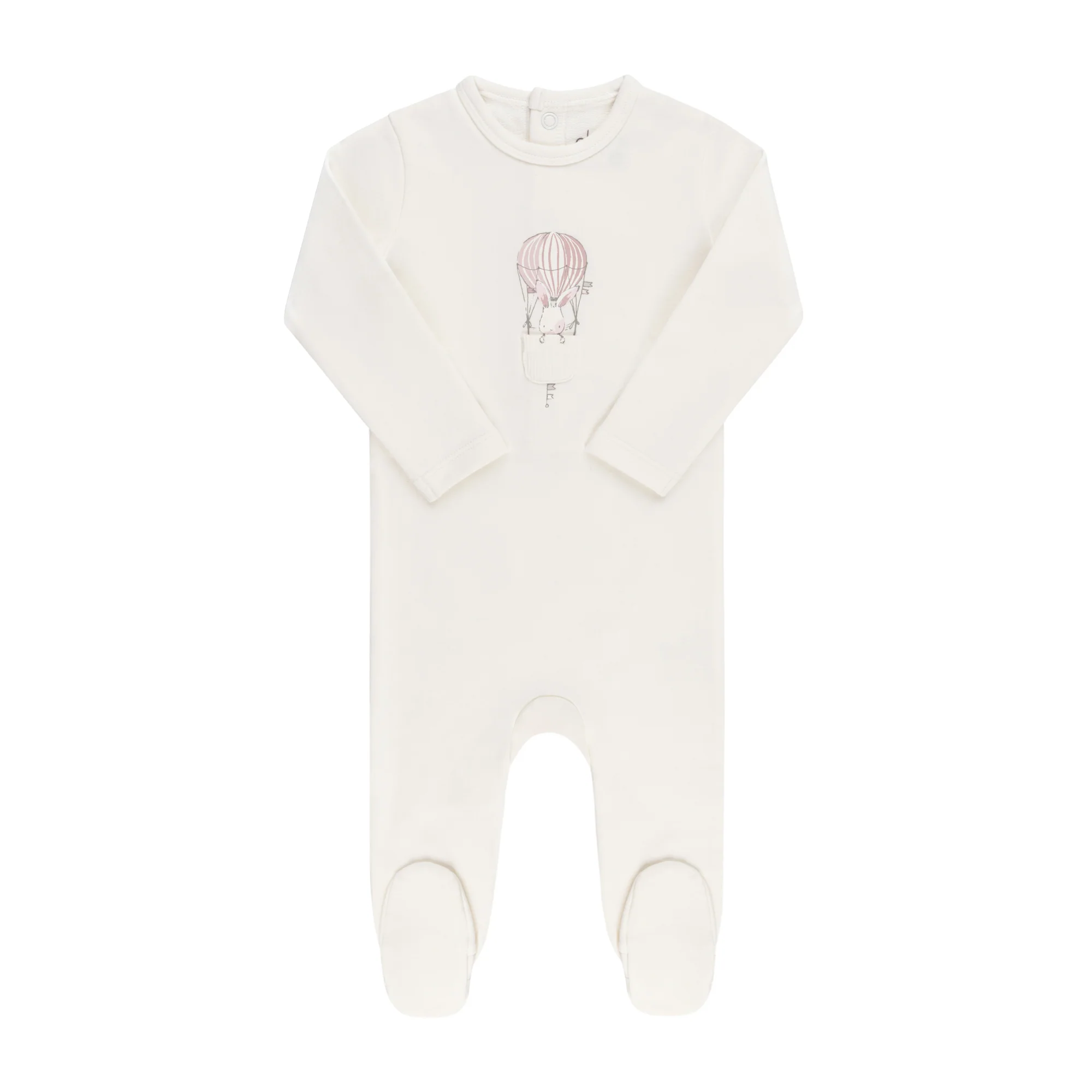 Ely's & Co Hot Air Balloon Footie & Bonnet- Ivory/Pink