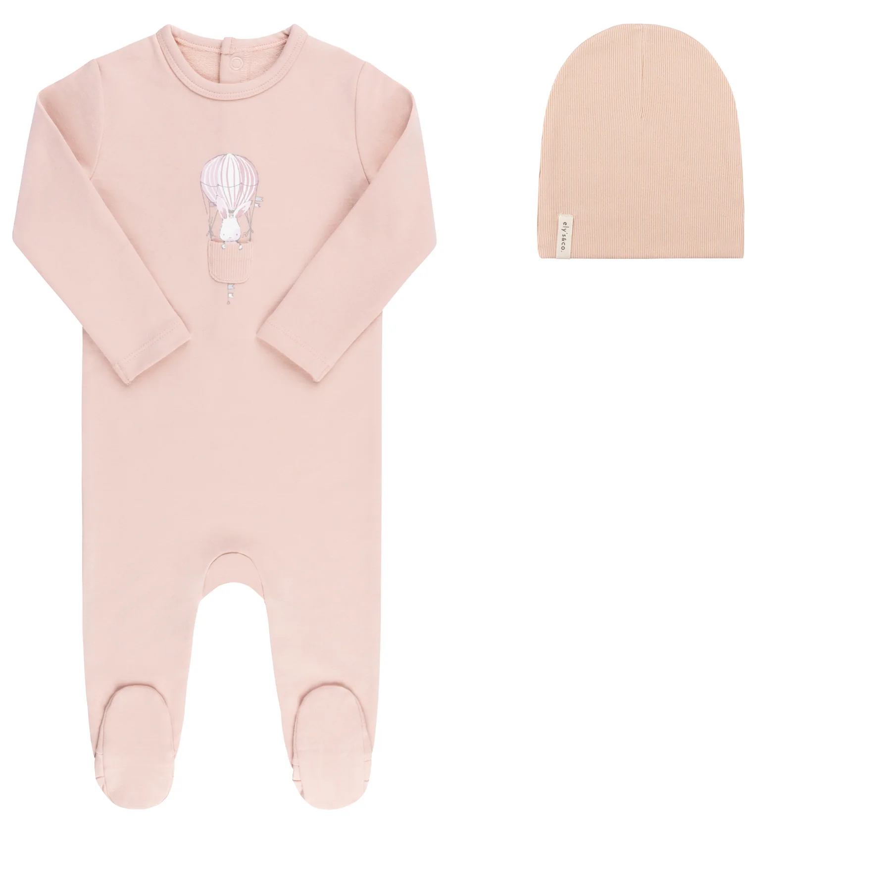 Ely's & Co Hot Air Balloon Footie & Bonnet- Pink