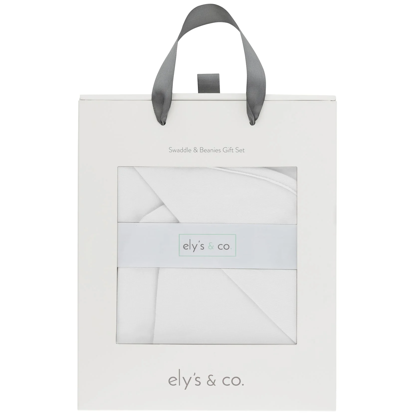 Ely's & Co Ivory Jersey Swaddle Blanket with 2 Beanies - Image 2
