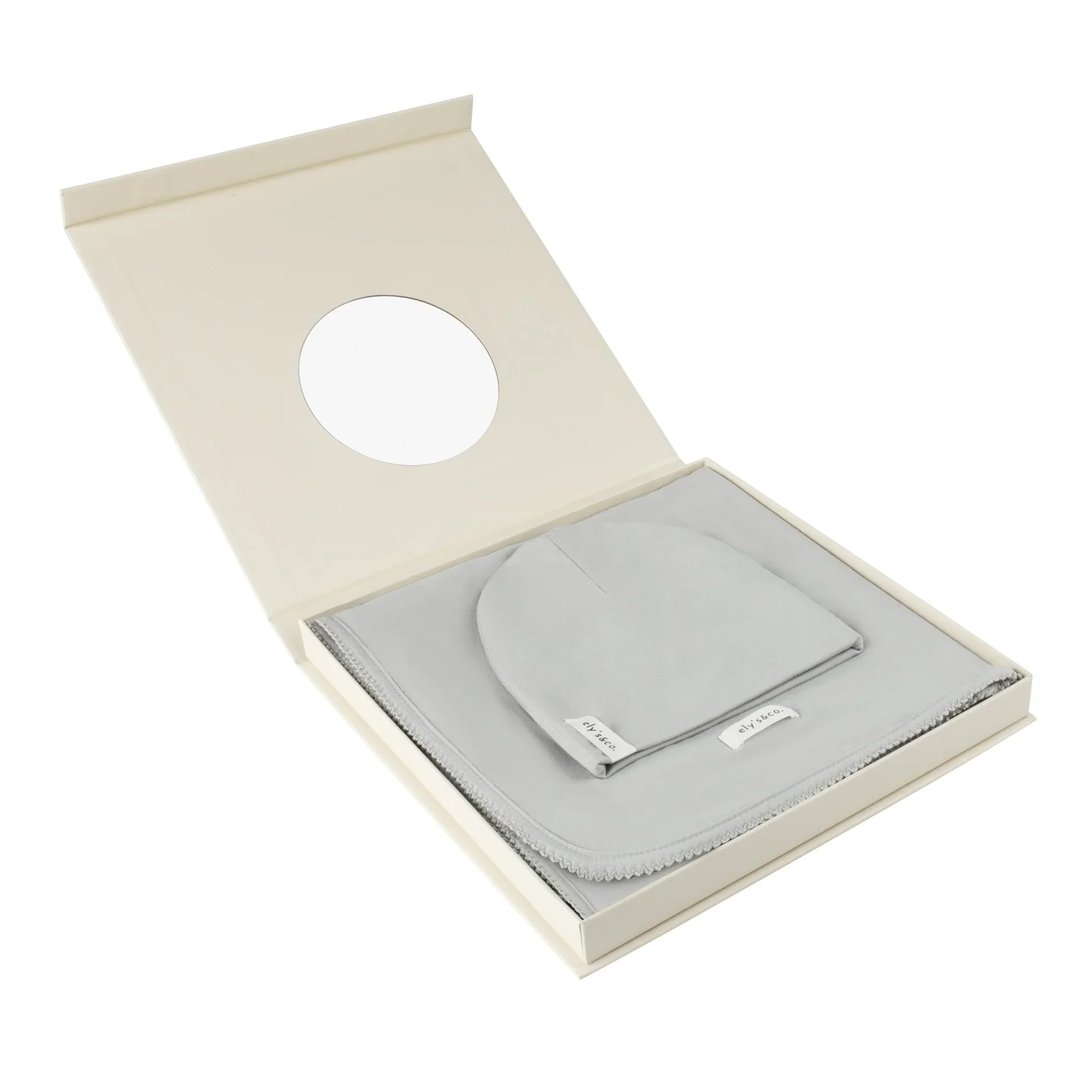 Ely's & Co Modal Swaddle & Beanie Set in Gift Box - Dusty Blue - Image 3