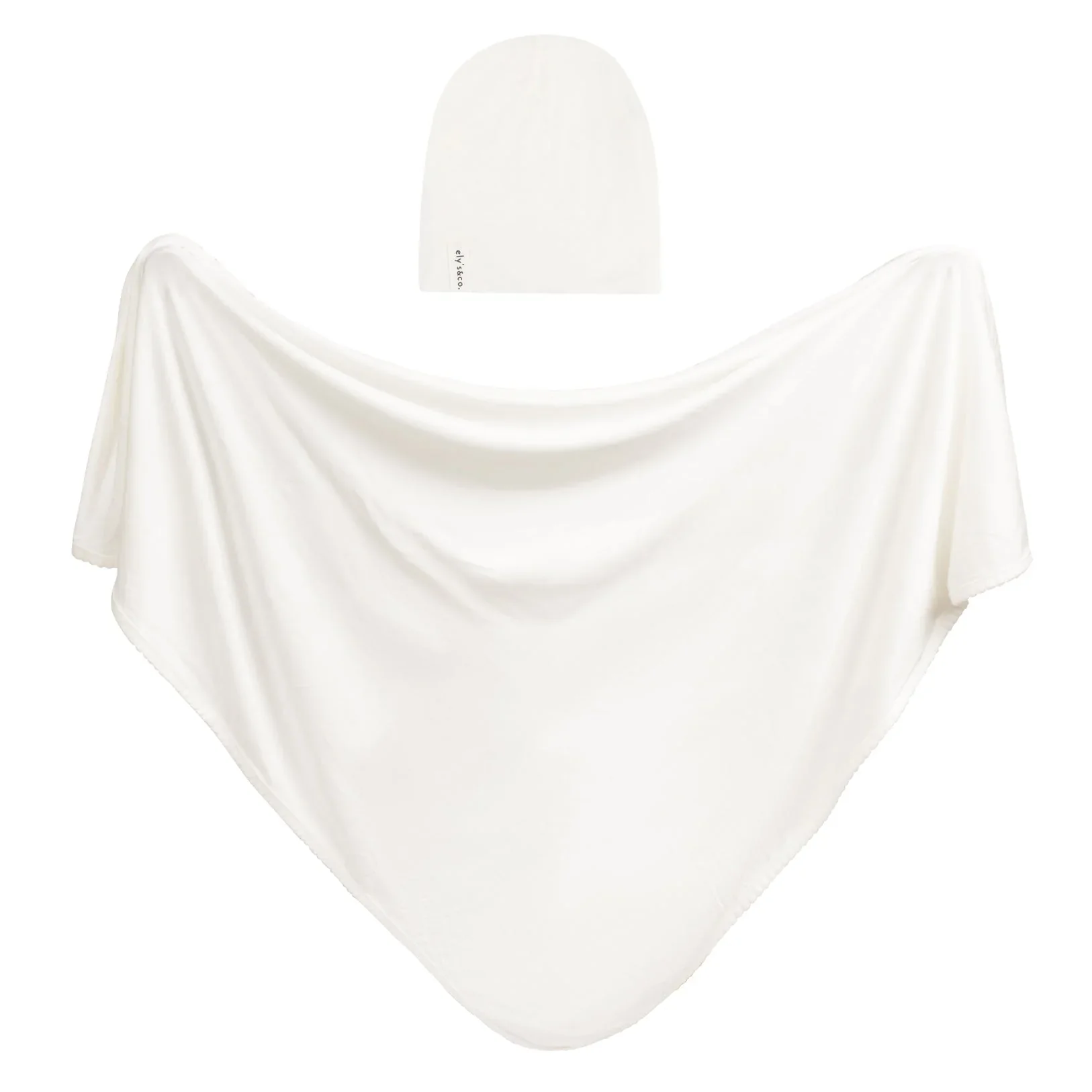 Ely's & Co Modal Swaddle & Beanie Set in Gift Box - Ivory