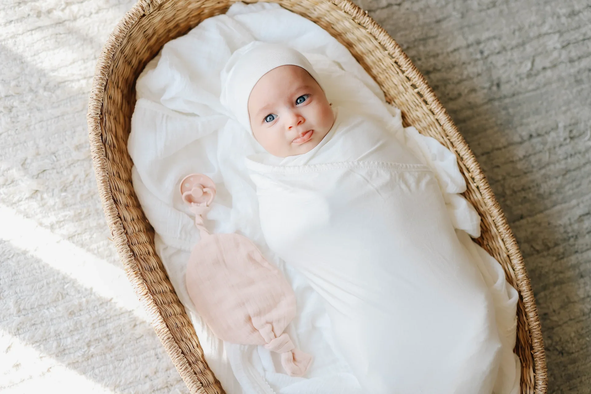 Ely's & Co Modal Swaddle & Beanie Set in Gift Box - Ivory - Image 2